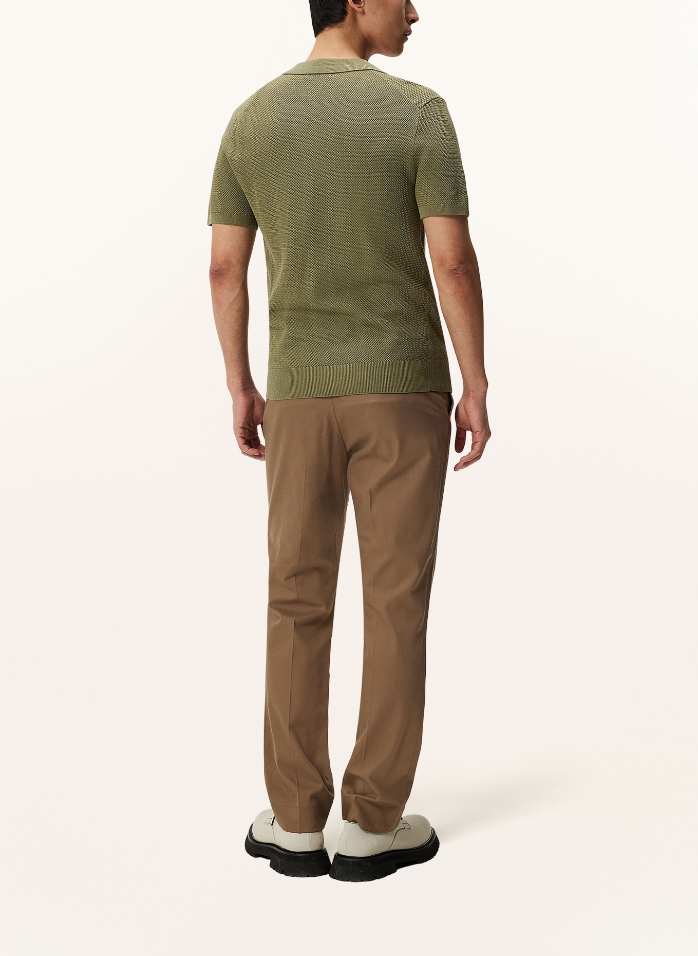 J.LINDEBERG Knitted polo shirt with silk, Color: OLIVE (Image 3)