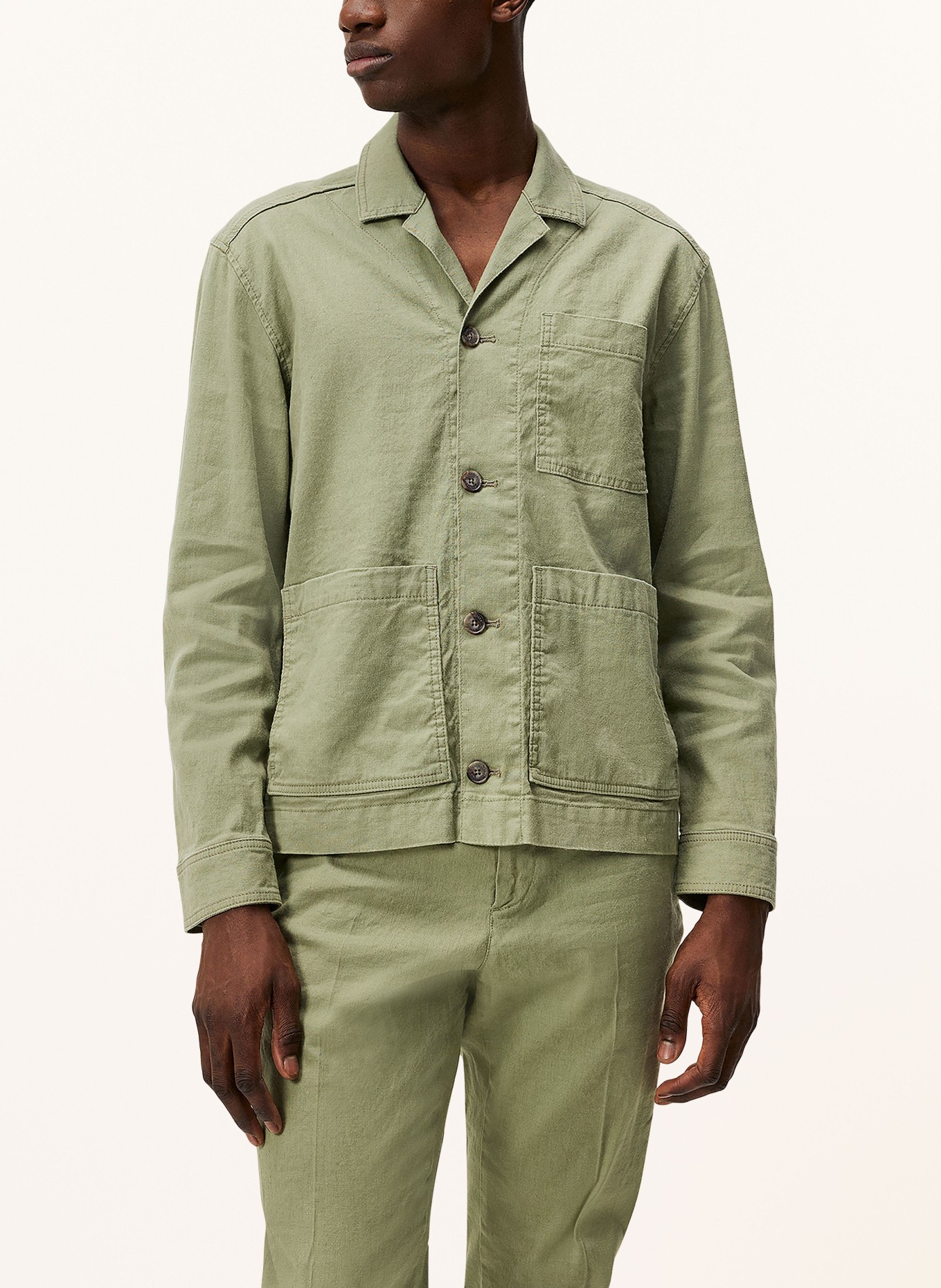 J.LINDEBERG Overshirt with linen, Color: OLIVE (Image 4)