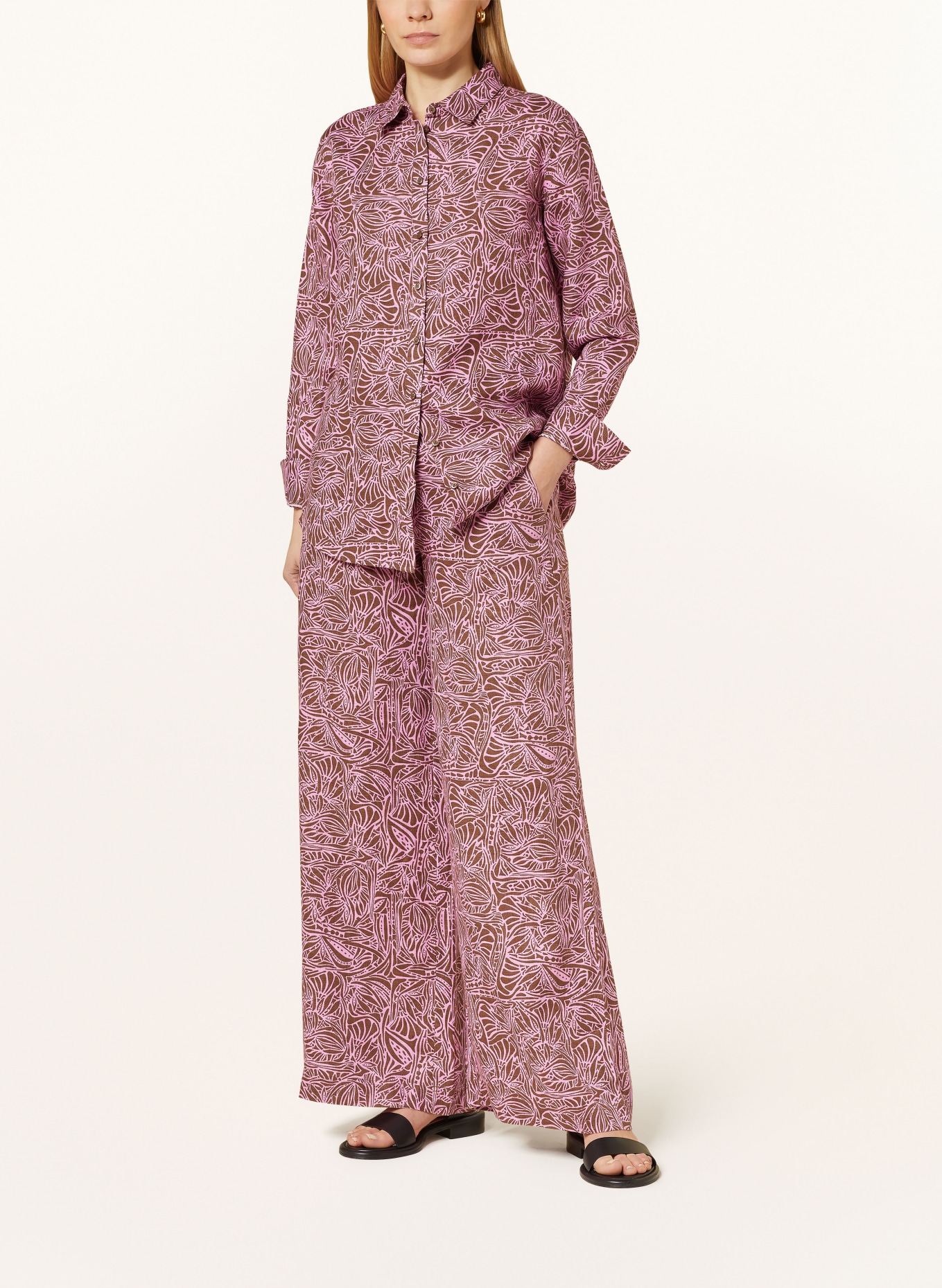 FYNCH-HATTON Wide leg trousers made of linen, Color: PINK/ BROWN (Image 2)