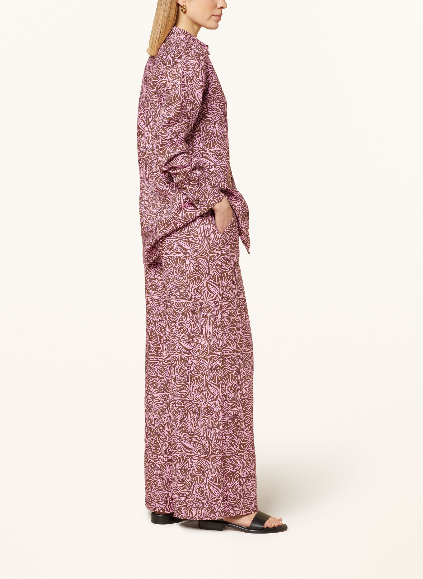 FYNCH-HATTON Wide leg trousers made of linen, Color: PINK/ BROWN (Image 4)