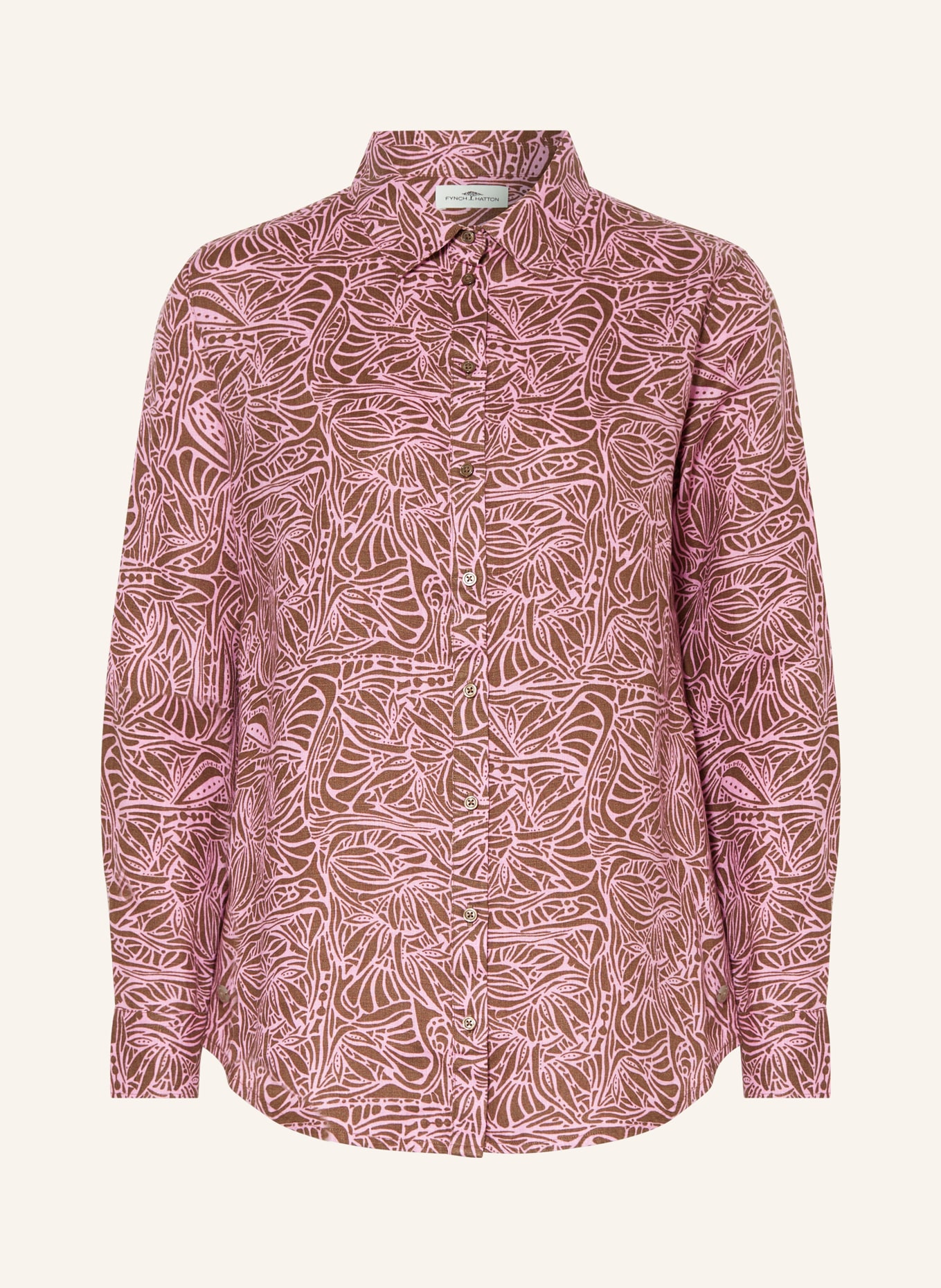 FYNCH-HATTON Shirt blouse made of linen, Color: PINK/ BROWN (Image 1)