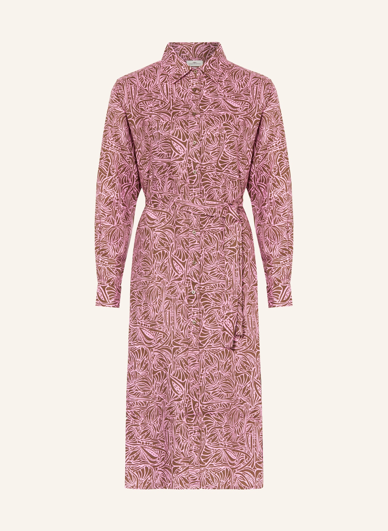 FYNCH-HATTON Sukienka koszulowa z lnu, Kolor: RÓŻOWY/ BRĄZOWY (Obrazek 1)
