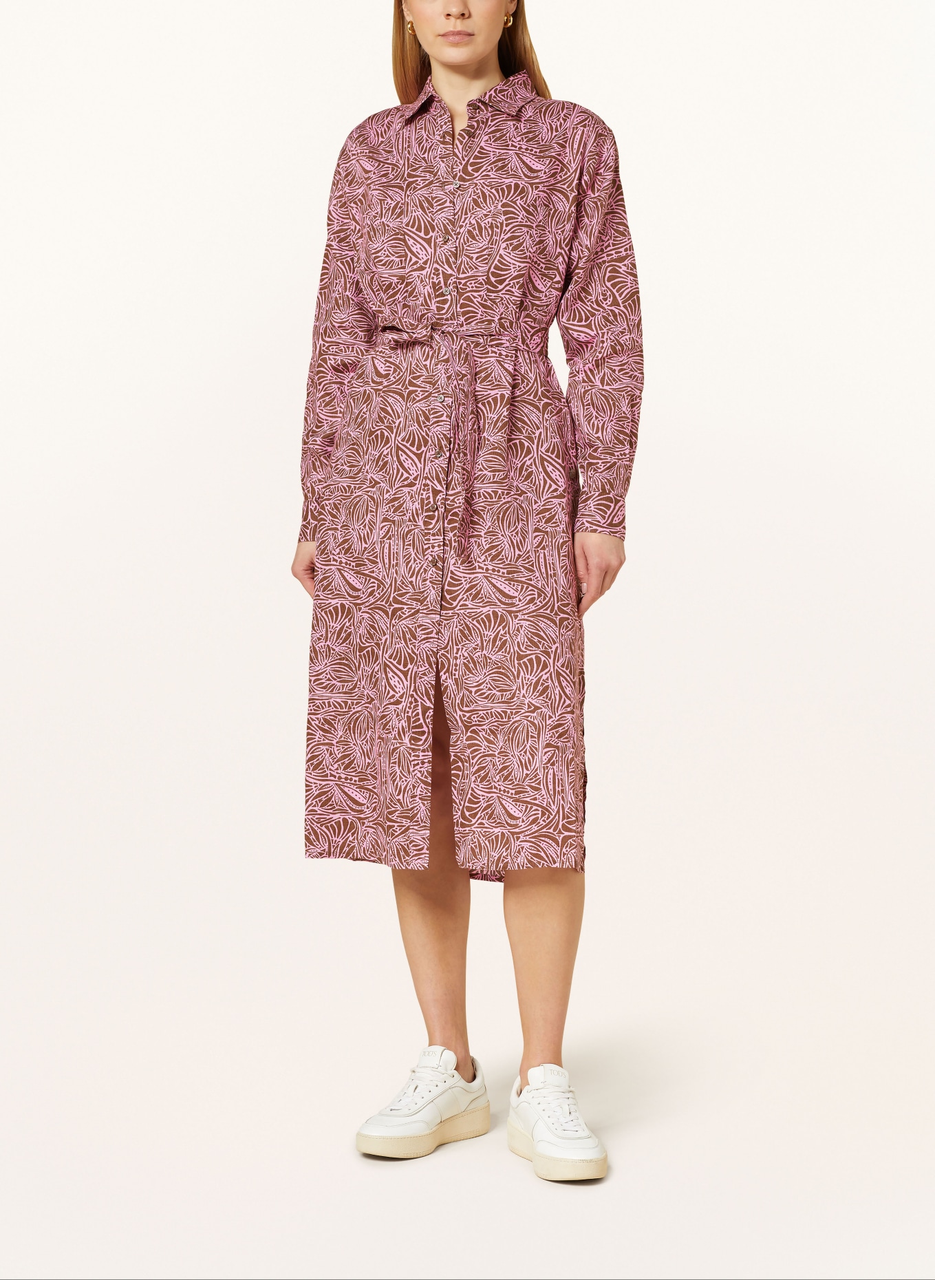FYNCH-HATTON Sukienka koszulowa z lnu, Kolor: RÓŻOWY/ BRĄZOWY (Obrazek 2)