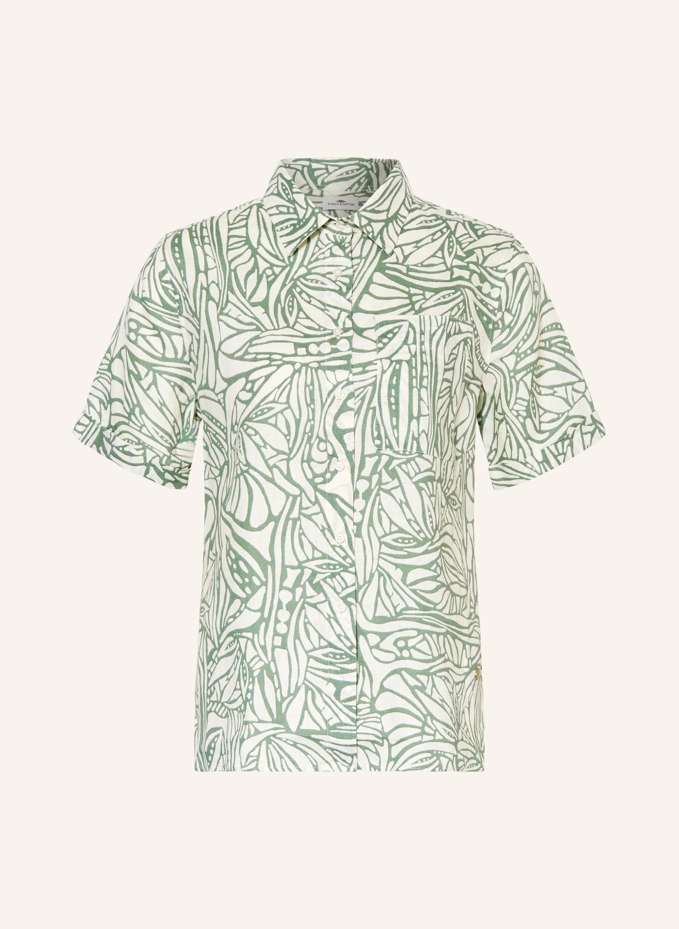 FYNCH-HATTON Hemdbluse aus Leinen, Farbe: WEISS/ GRÜN (Bild 1)