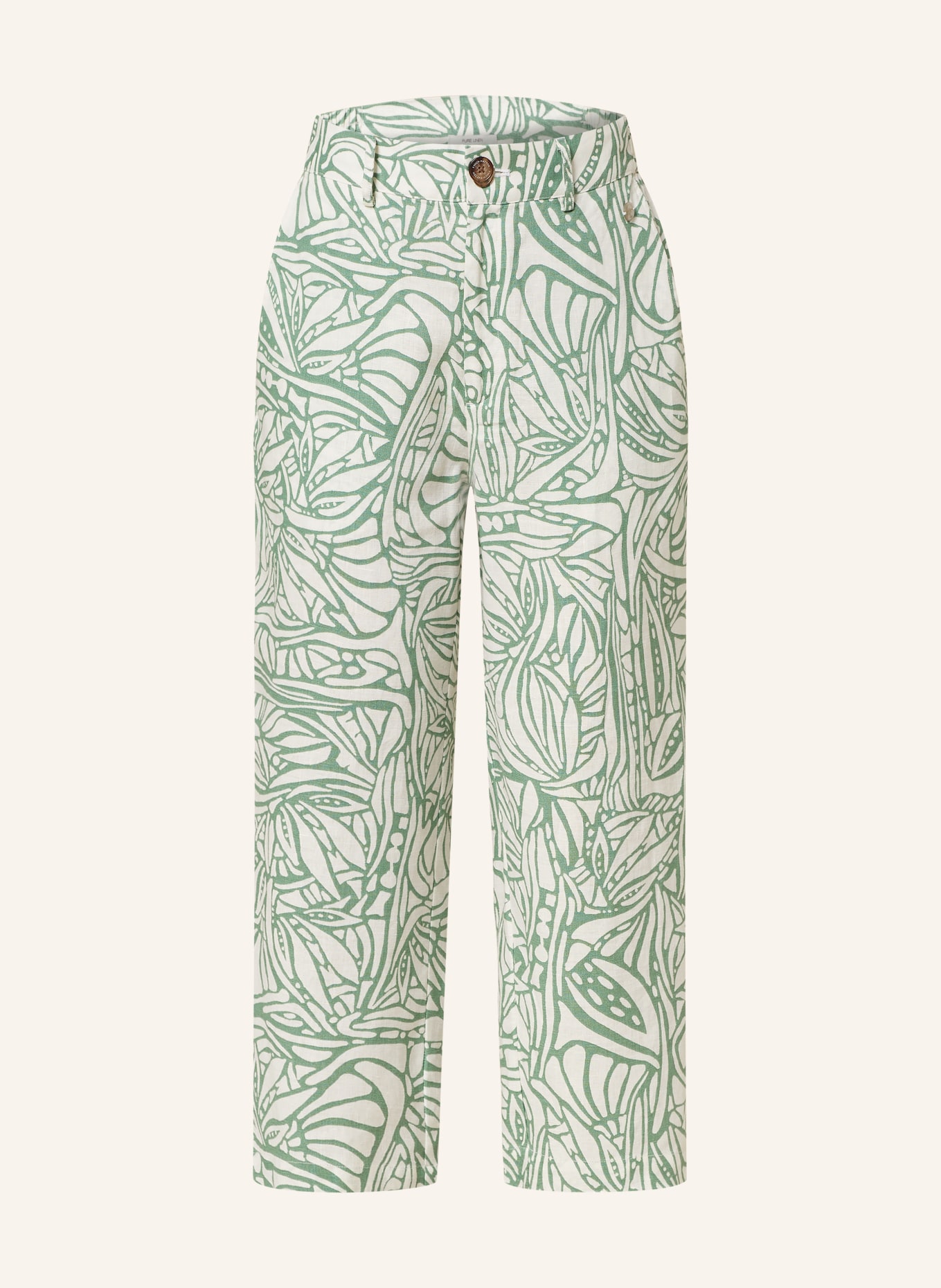 FYNCH-HATTON 3/4 trousers in linen, Color: WHITE/ GREEN (Image 1)