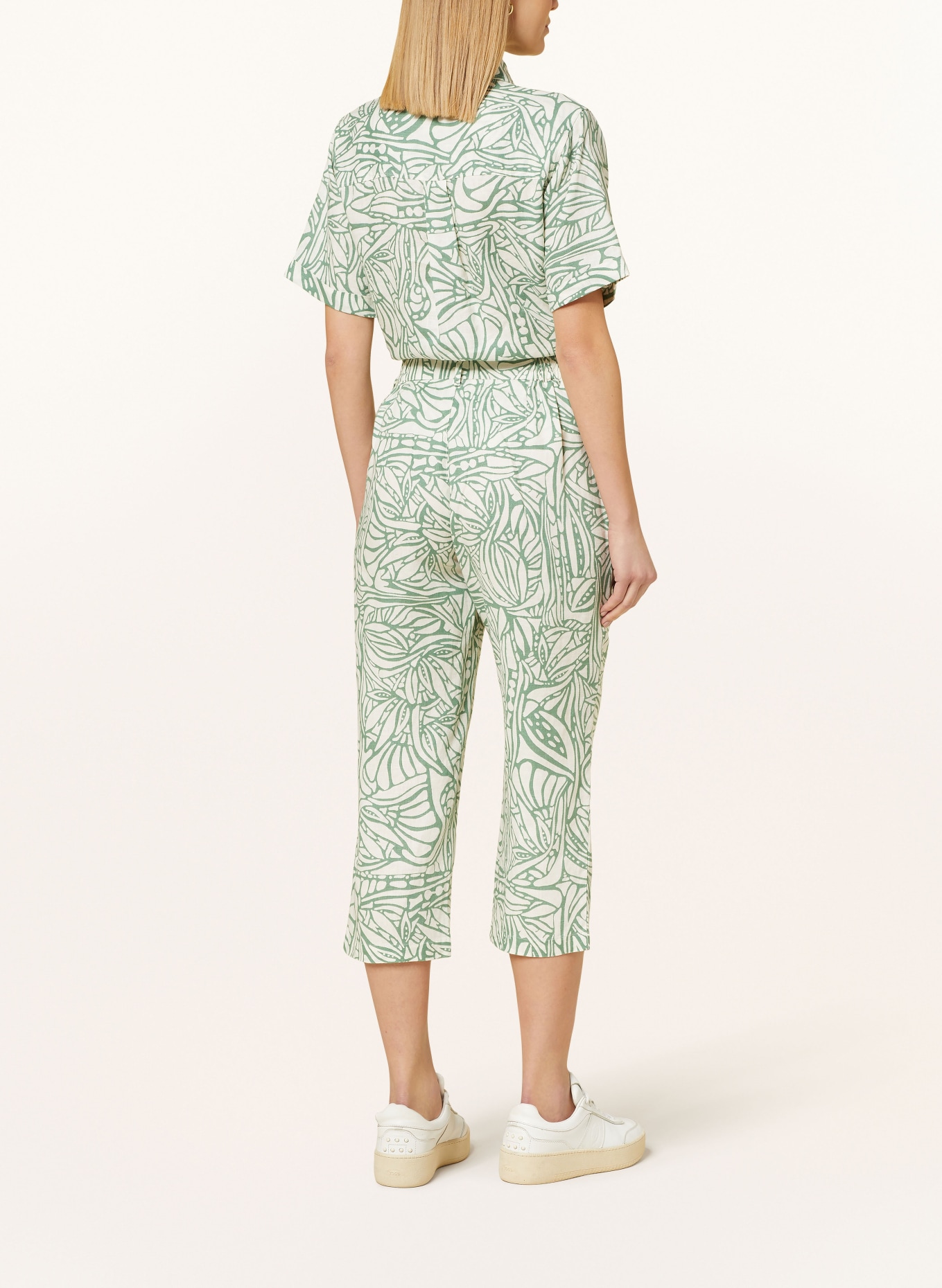 FYNCH-HATTON 3/4 trousers in linen, Color: WHITE/ GREEN (Image 3)