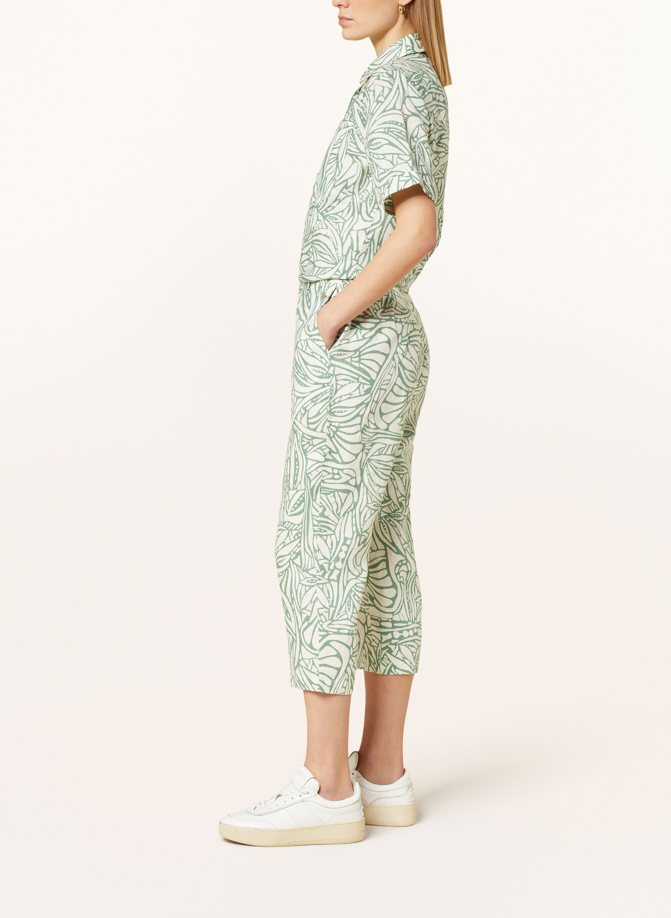 FYNCH-HATTON 3/4 trousers in linen, Color: WHITE/ GREEN (Image 4)