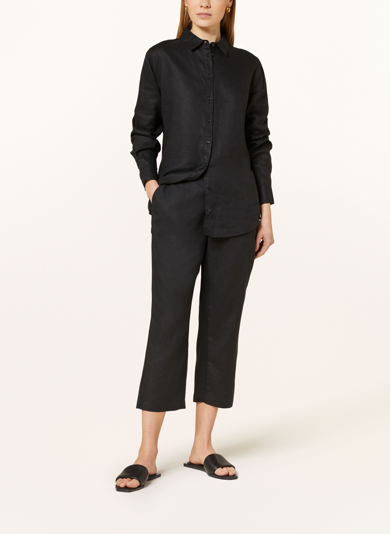 FYNCH-HATTON 3/4 trousers in linen, Color: BLACK (Image 2)