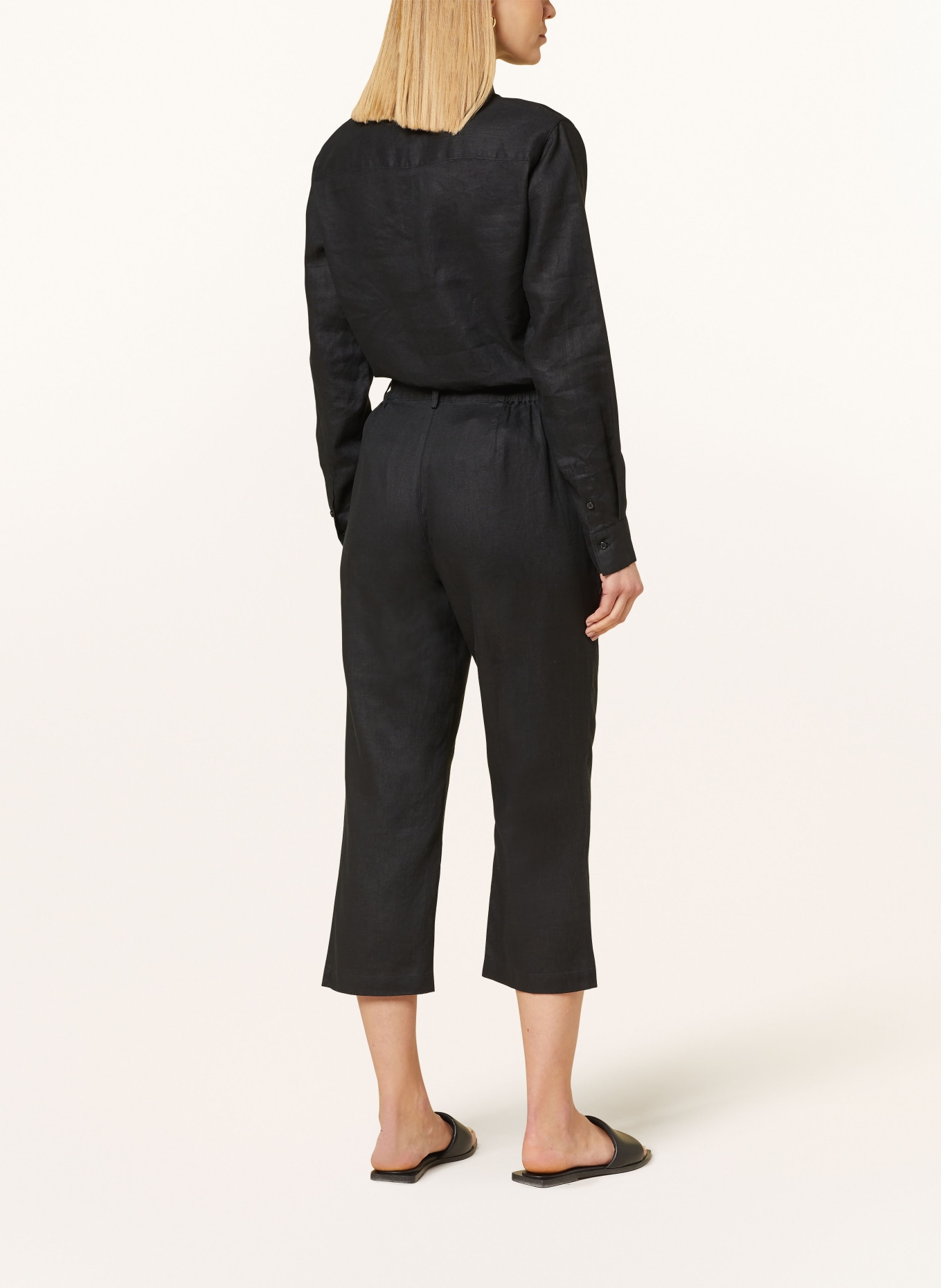FYNCH-HATTON 3/4 trousers in linen, Color: BLACK (Image 3)