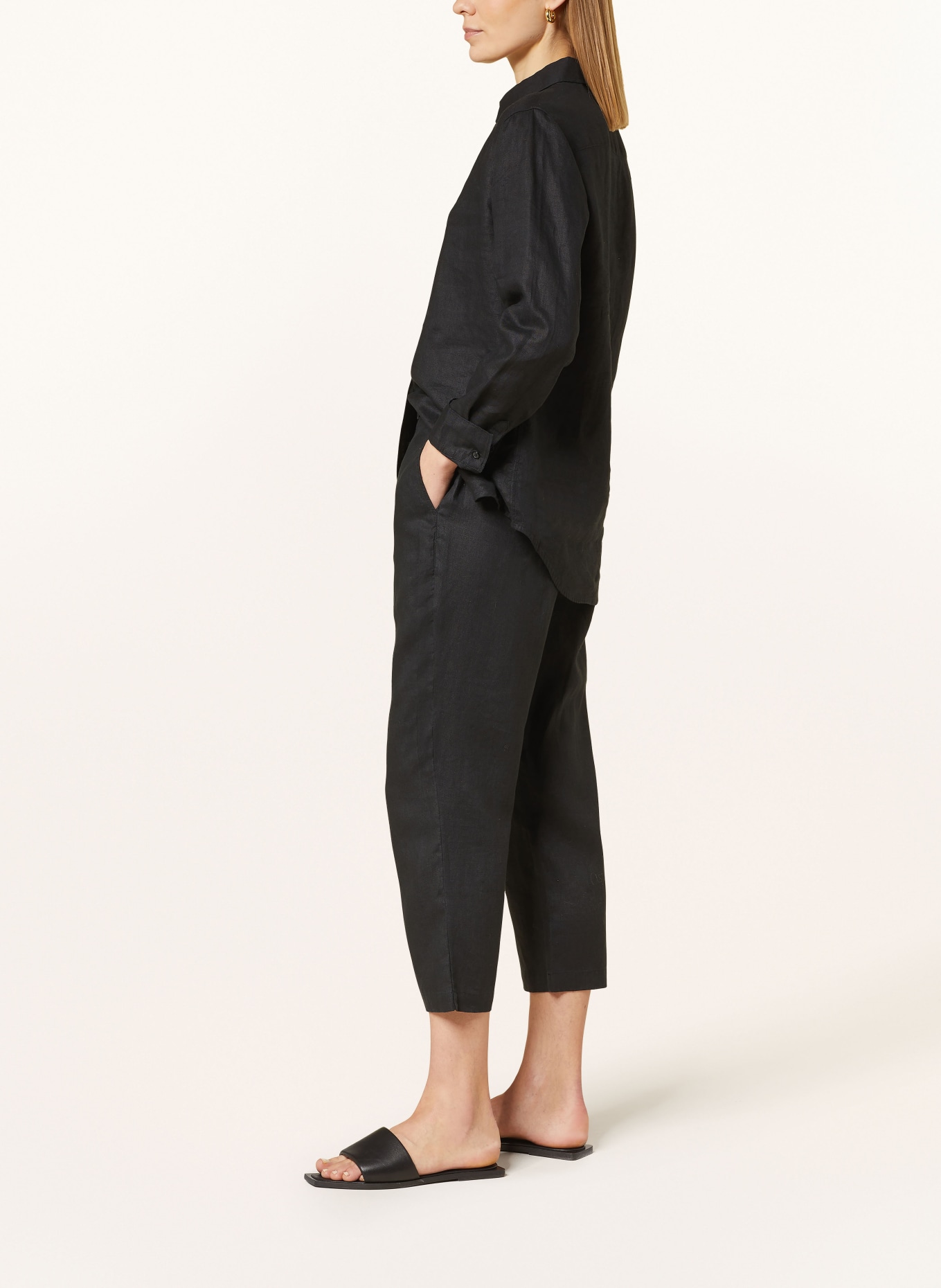 FYNCH-HATTON 3/4 trousers in linen, Color: BLACK (Image 4)