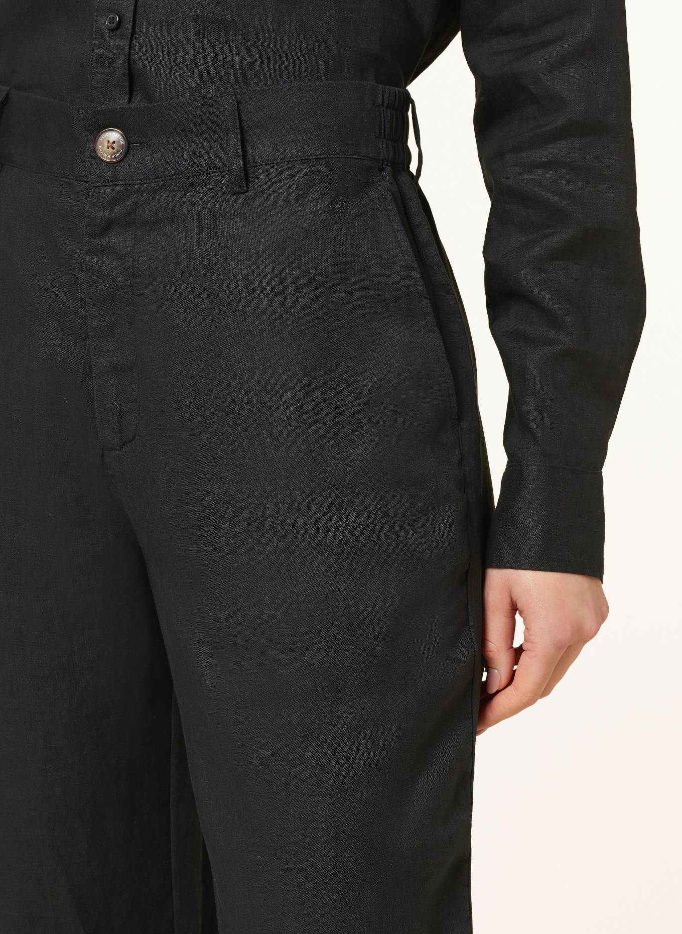 FYNCH-HATTON 3/4 trousers in linen, Color: BLACK (Image 5)