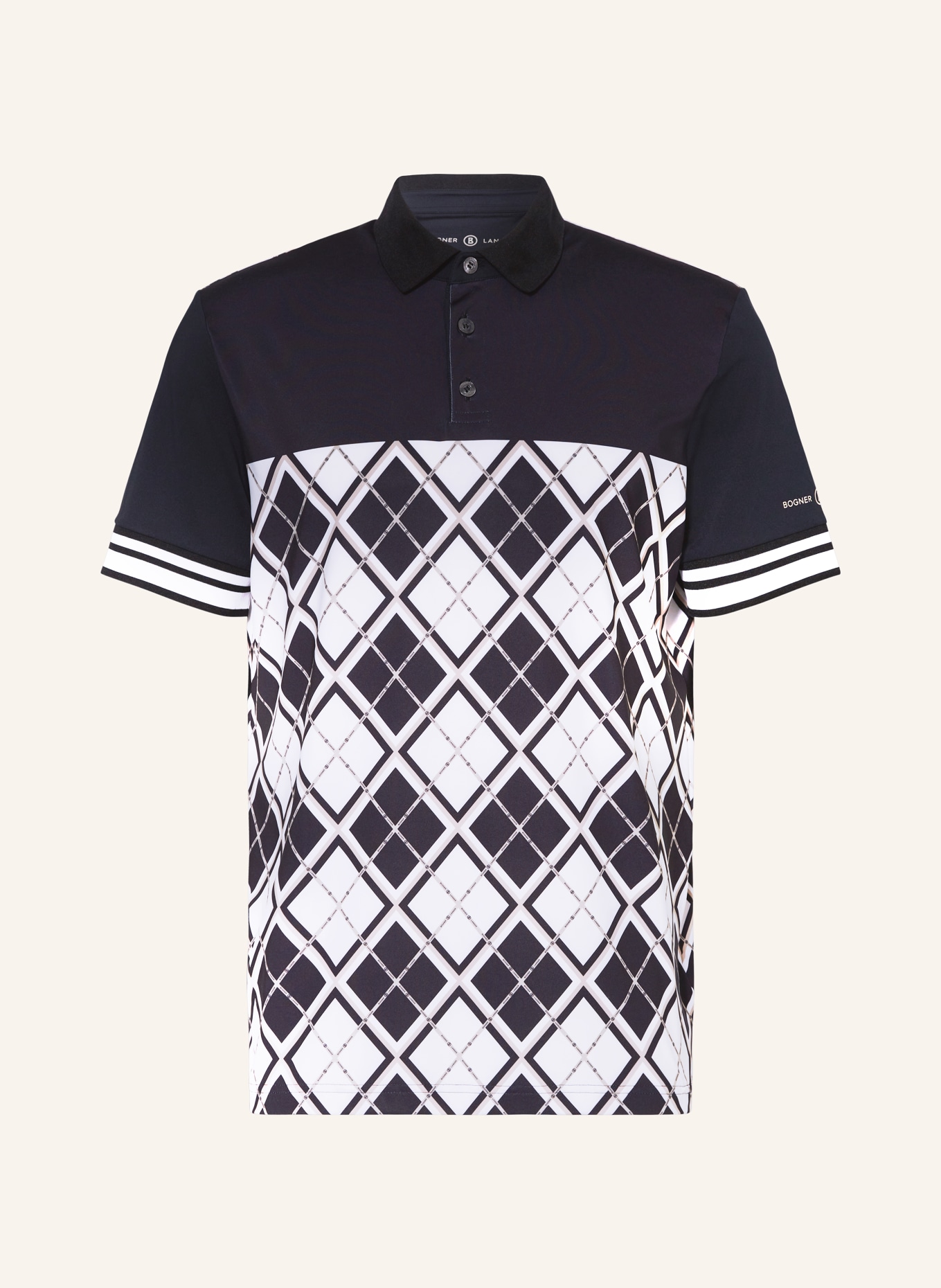BOGNER Performance polo shirt RICHARD, Color: BLACK/ WHITE/ BEIGE (Image 1)