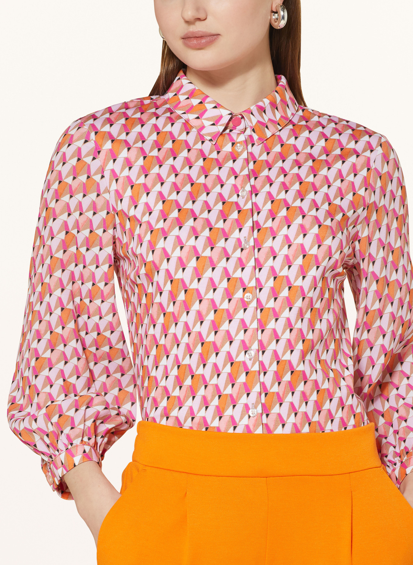 DESOTO Shirt blouse PIA in mixed materials, Color: ORANGE/ FUCHSIA/ COGNAC (Image 4)