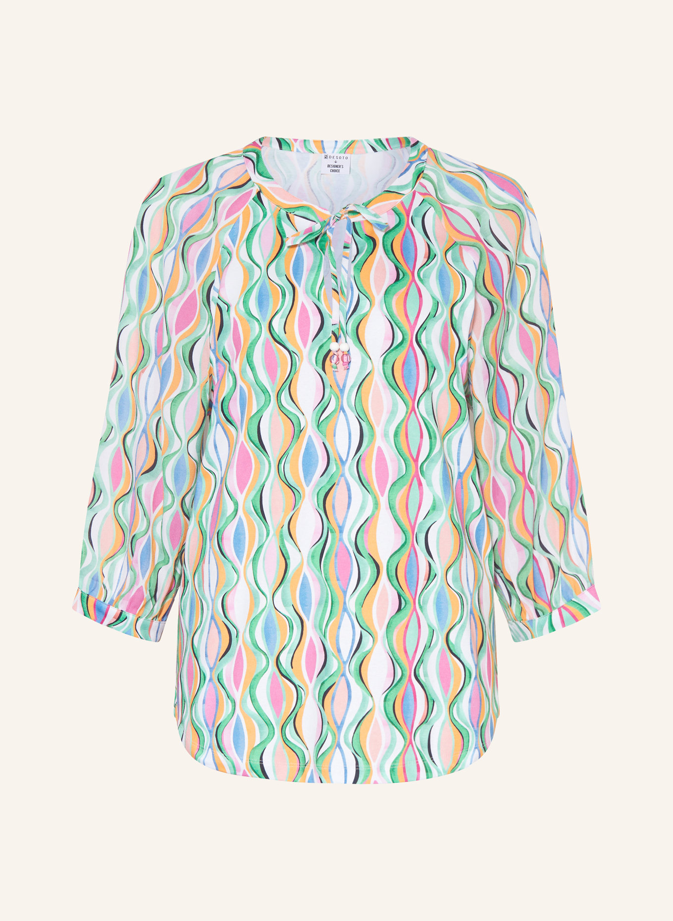 DESOTO Blouse LAYLA with 3/4 sleeves, Color: GREEN/ PINK/ LIGHT BLUE (Image 1)