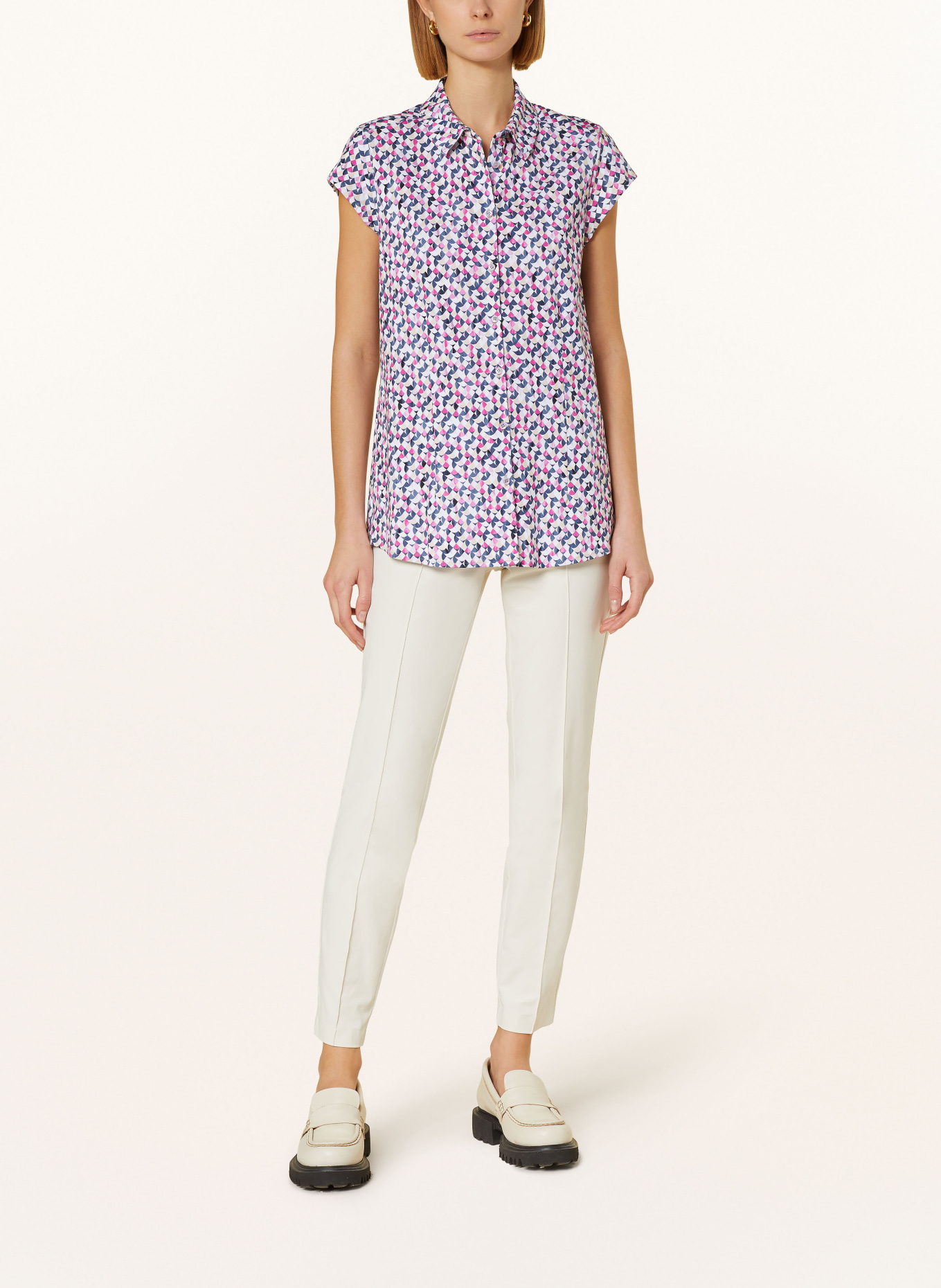 DESOTO Shirt blouse PIA in jersey, Color: WHITE/ PURPLE/ DARK BLUE (Image 2)