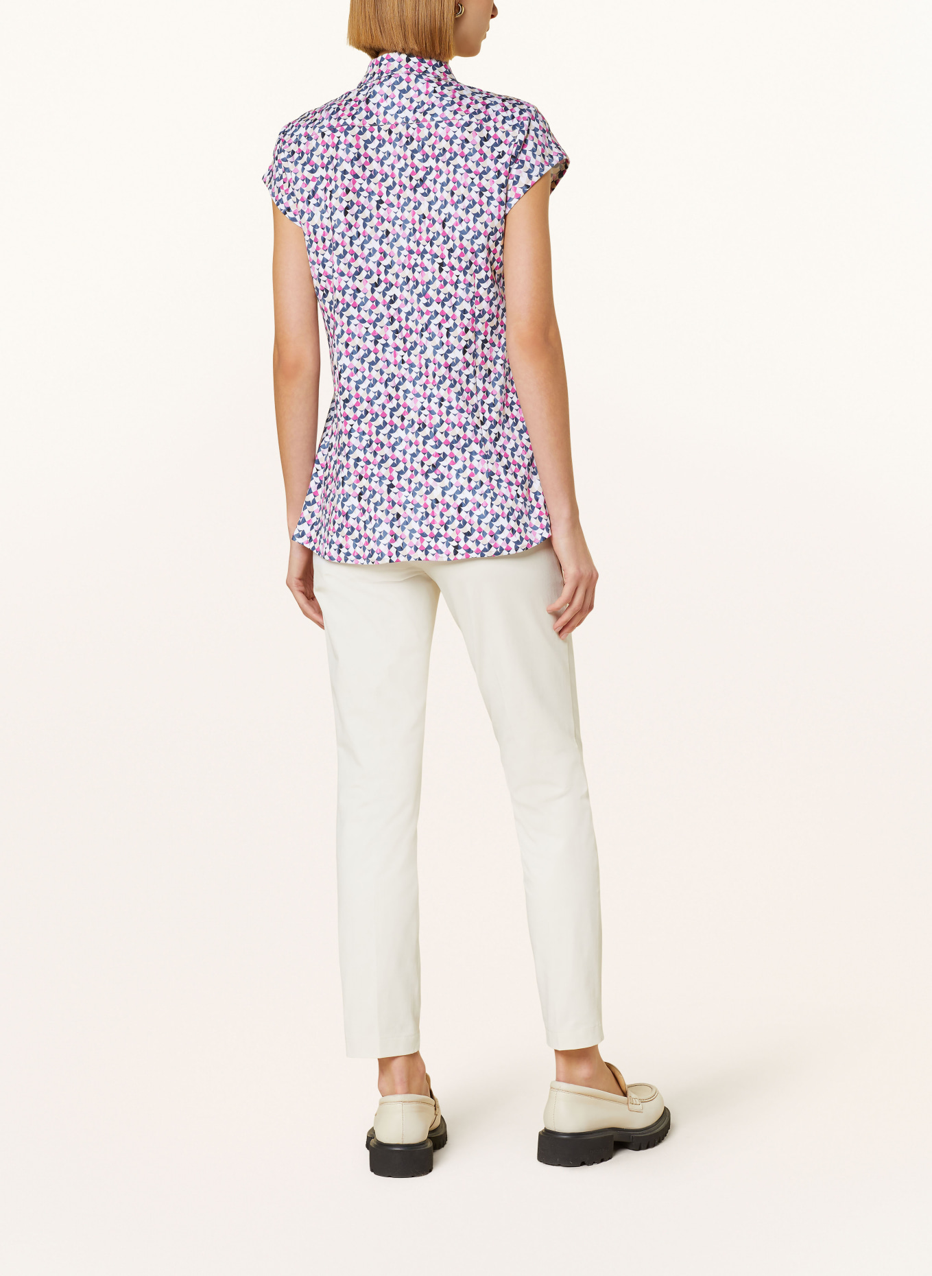 DESOTO Shirt blouse PIA in jersey, Color: WHITE/ PURPLE/ DARK BLUE (Image 3)