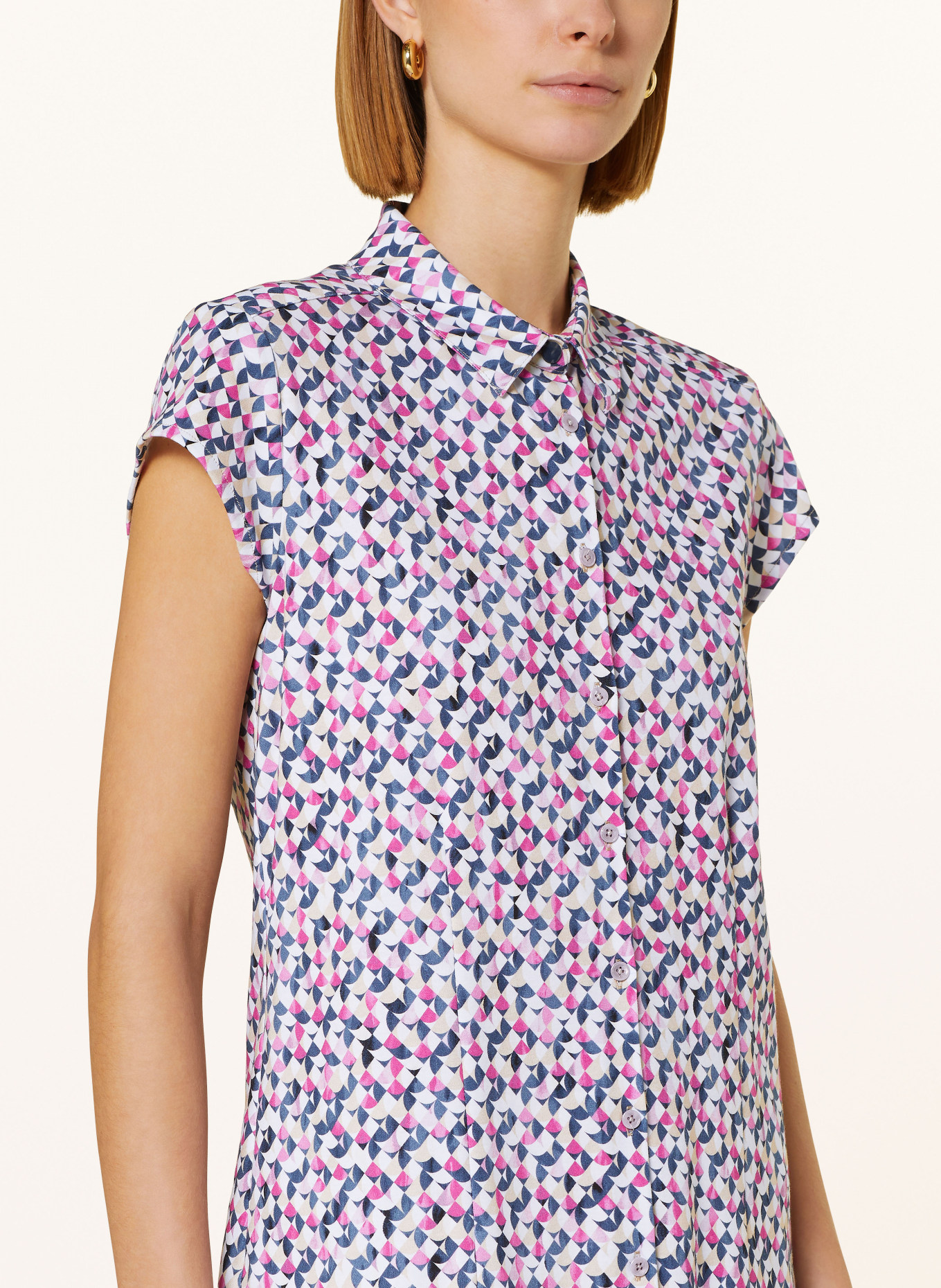 DESOTO Shirt blouse PIA in jersey, Color: WHITE/ PURPLE/ DARK BLUE (Image 4)