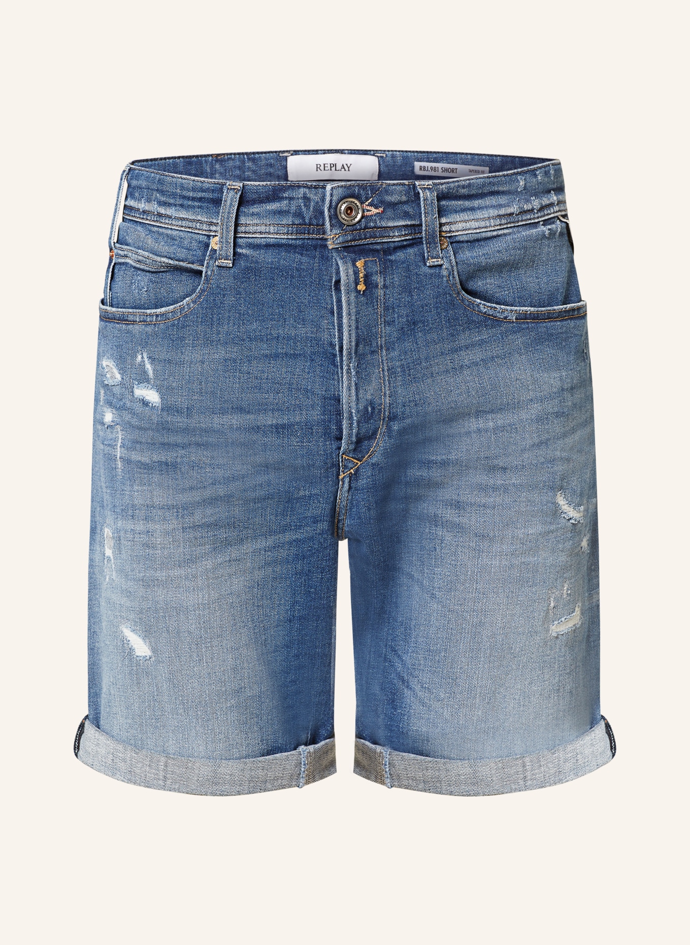 REPLAY Szorty jeansowe tapered fit, Kolor: 009 MEDIUM BLUE (Obrazek 1)