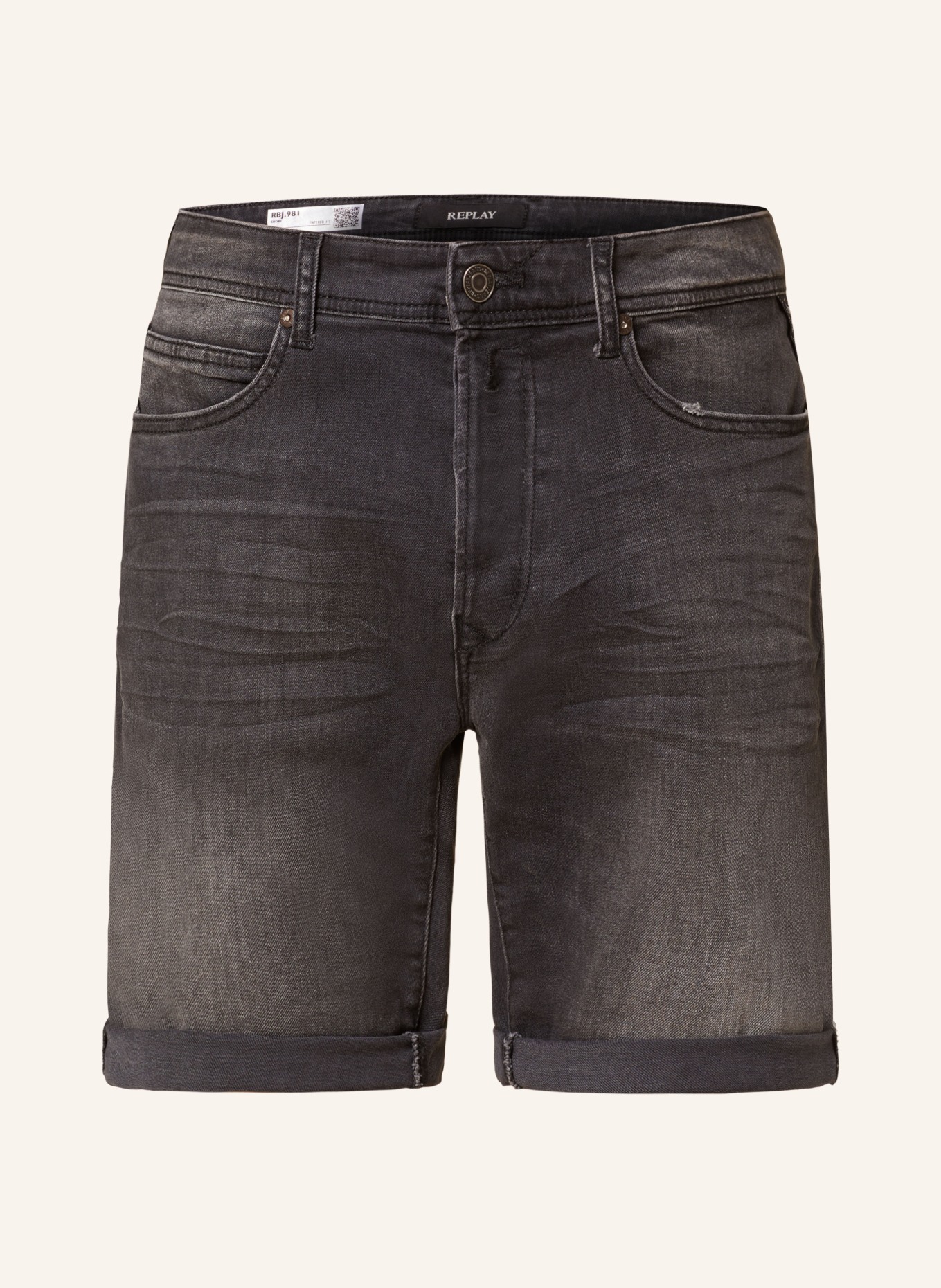 REPLAY Szorty jeansowe tapered fit, Kolor: CZIEMNOSZARY (Obrazek 1)