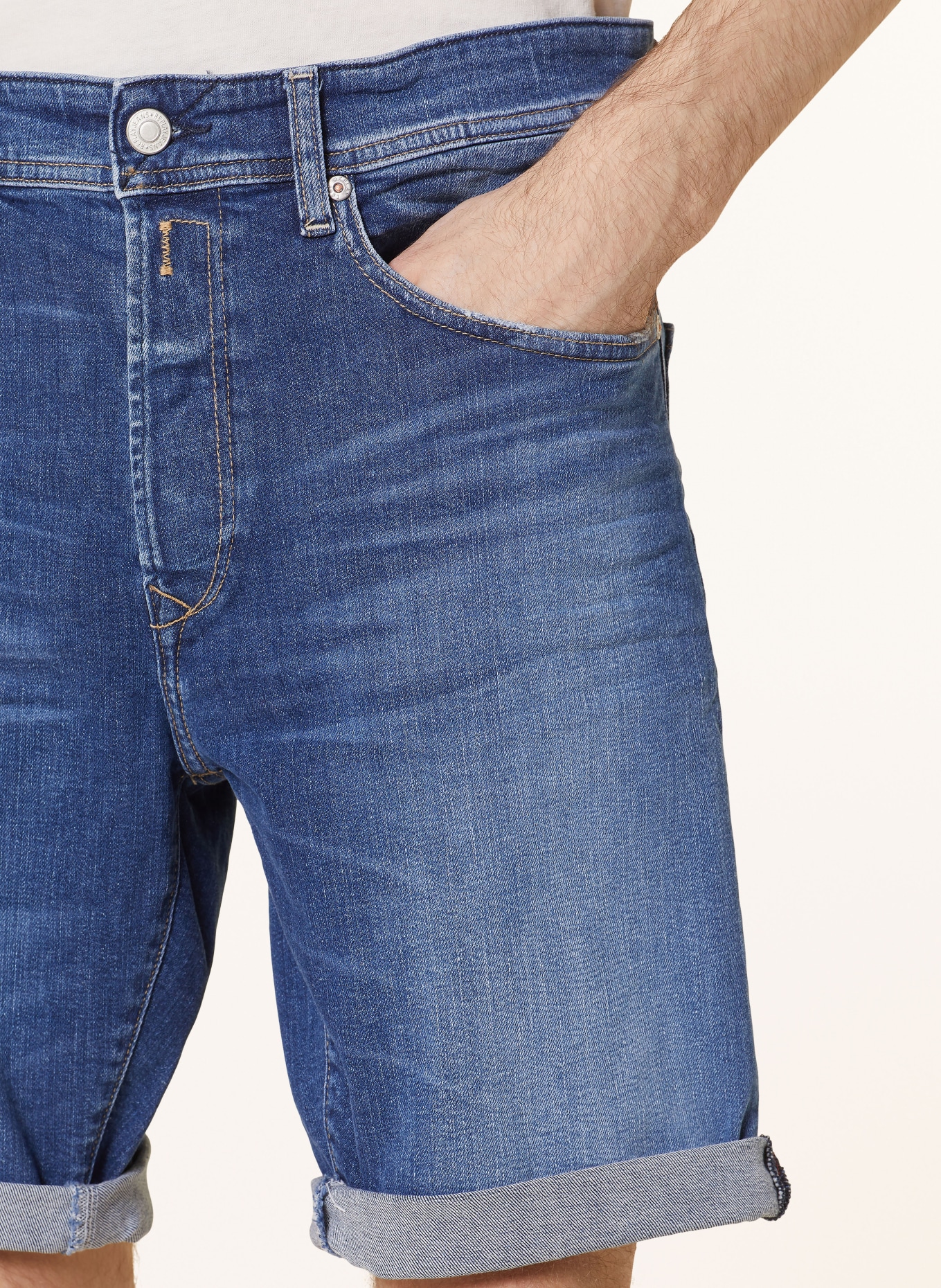 REPLAY Szorty jeansowe tapered fit, Kolor: 007 DARK BLUE (Obrazek 5)
