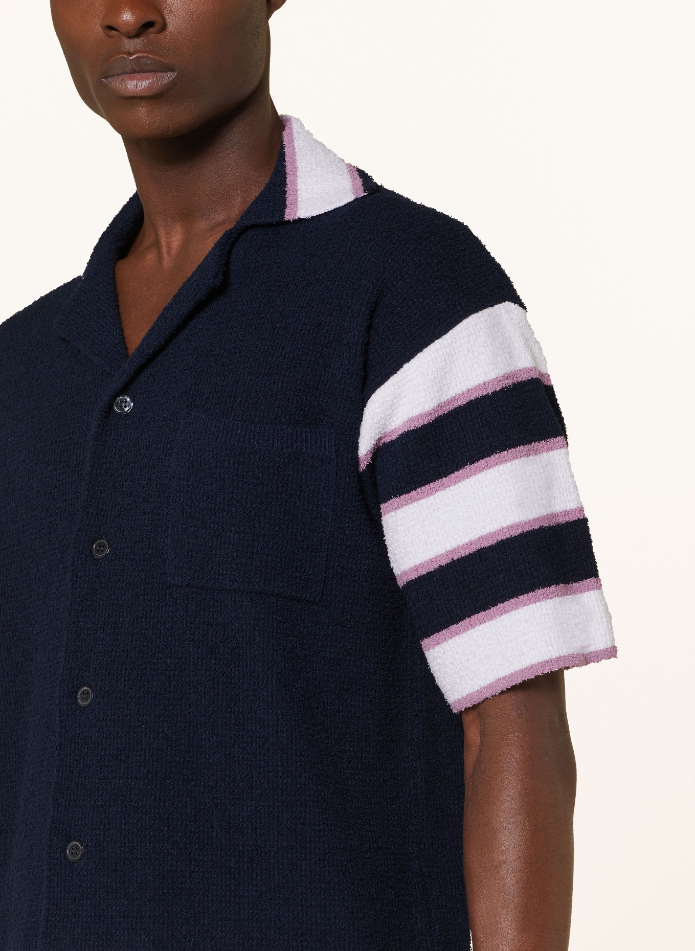MARNI Resorthemd Regular Fit aus Frottee, Farbe: DUNKELBLAU/ WEISS/ ALTROSA (Bild 4)