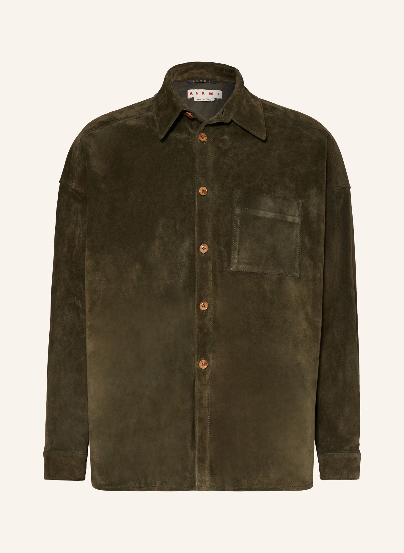 MARNI Leather overshirt, Color: OLIVE (Image 1)