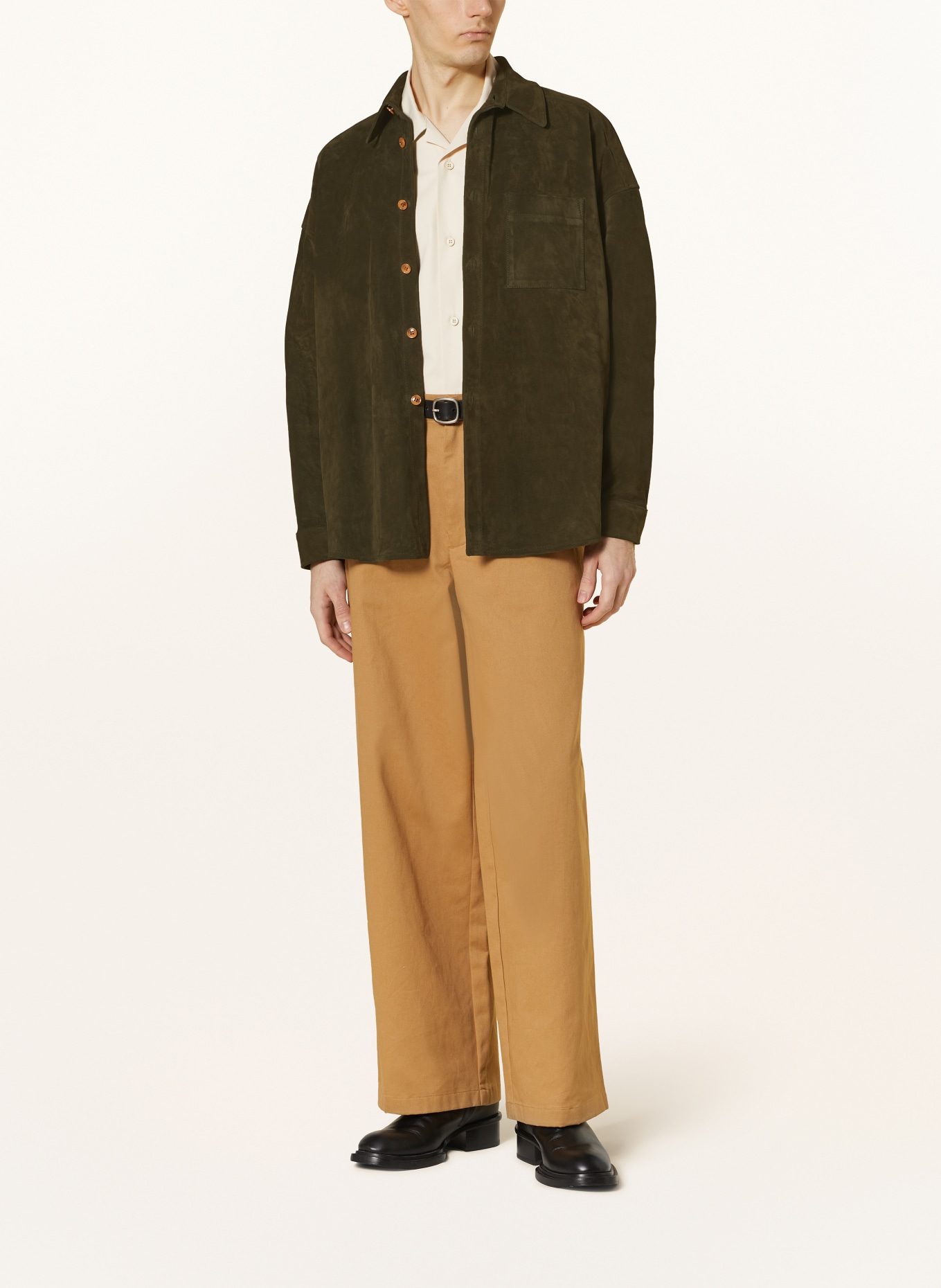 MARNI Leather overshirt, Color: OLIVE (Image 2)