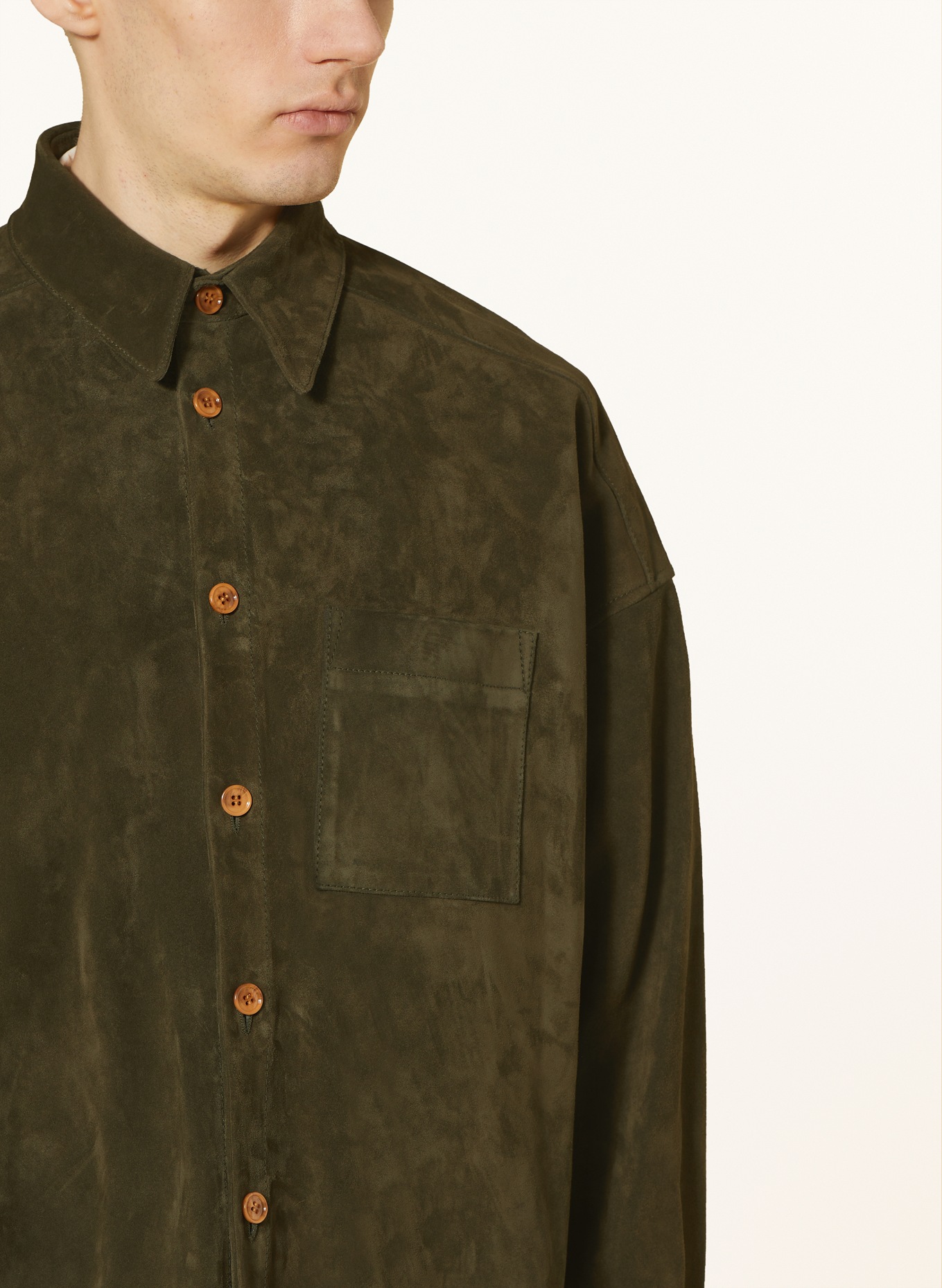 MARNI Leather overshirt, Color: OLIVE (Image 4)