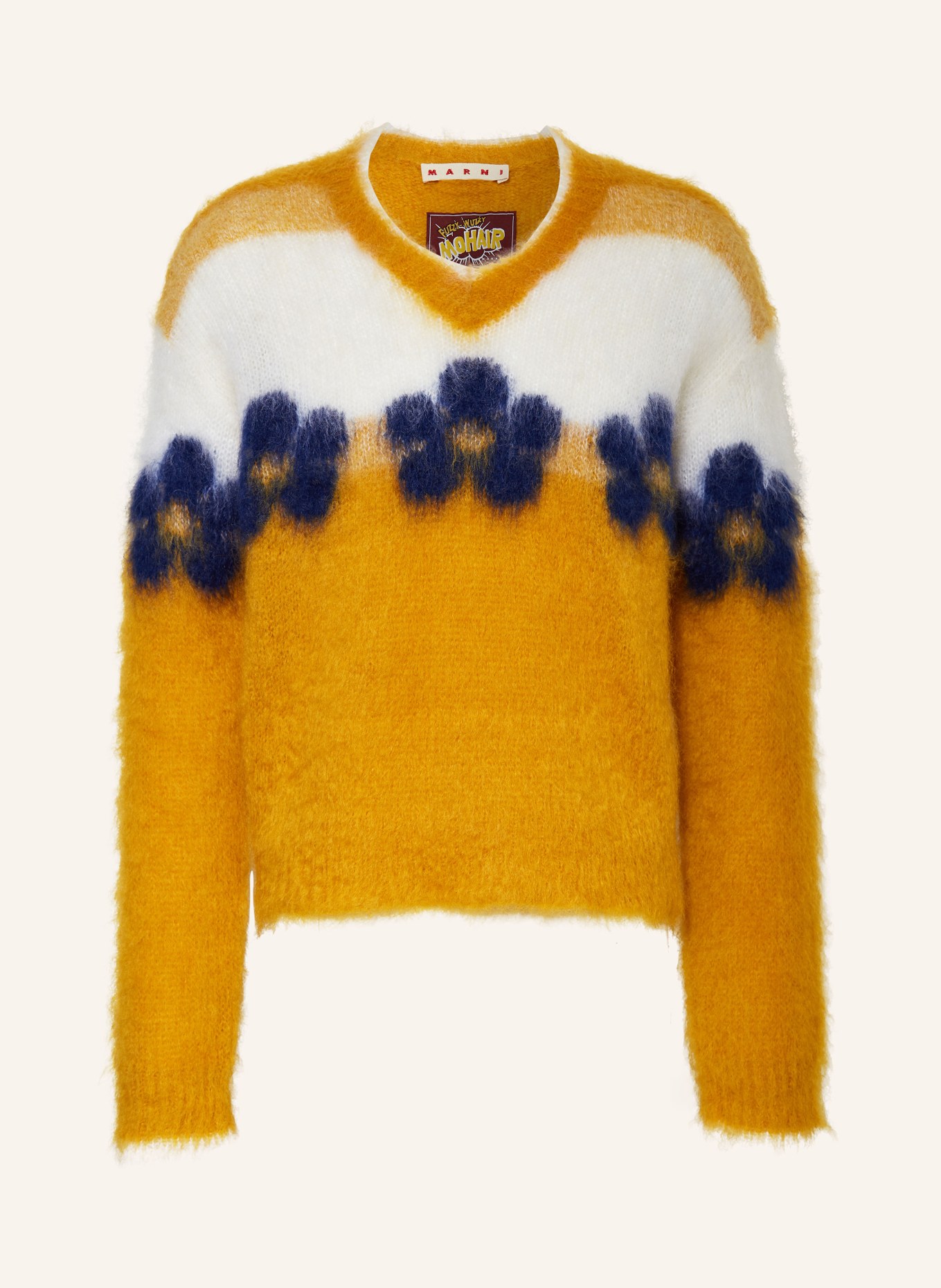 MARNI Moherowy sweter, Kolor: CIEMNOŻÓŁTY/ ECRU/ NIEBIESKI (Obrazek 1)