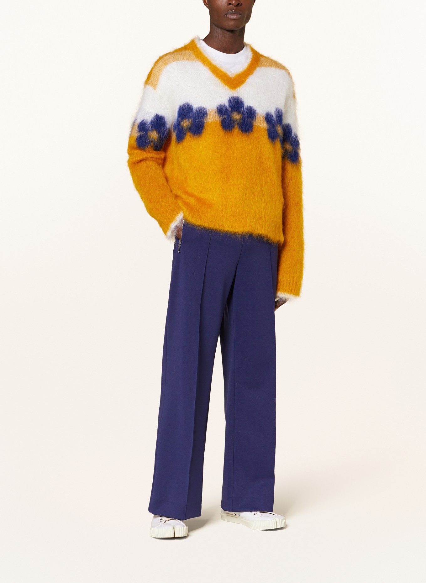 MARNI Moherowy sweter, Kolor: CIEMNOŻÓŁTY/ ECRU/ NIEBIESKI (Obrazek 2)