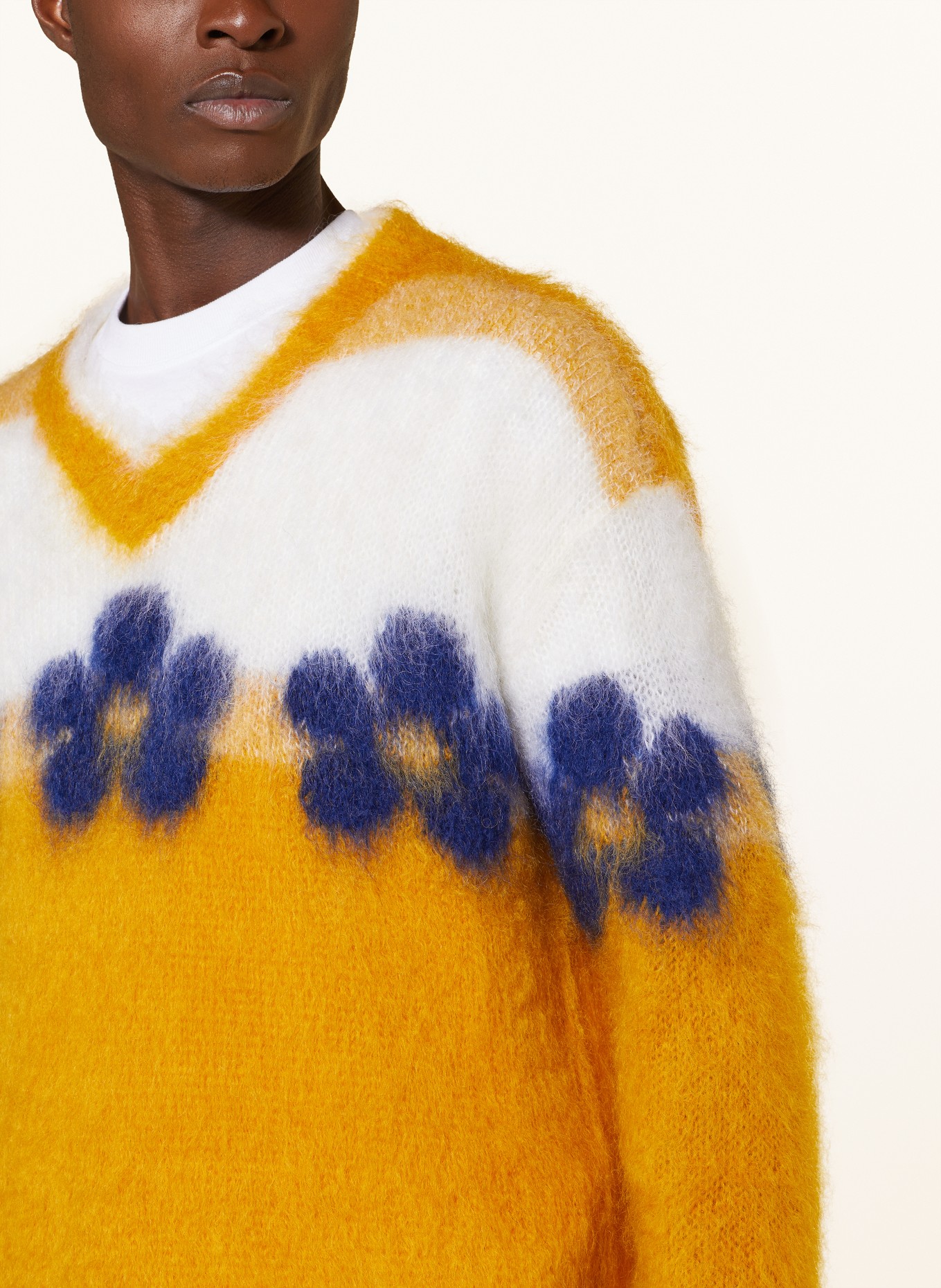 MARNI Moherowy sweter, Kolor: CIEMNOŻÓŁTY/ ECRU/ NIEBIESKI (Obrazek 4)