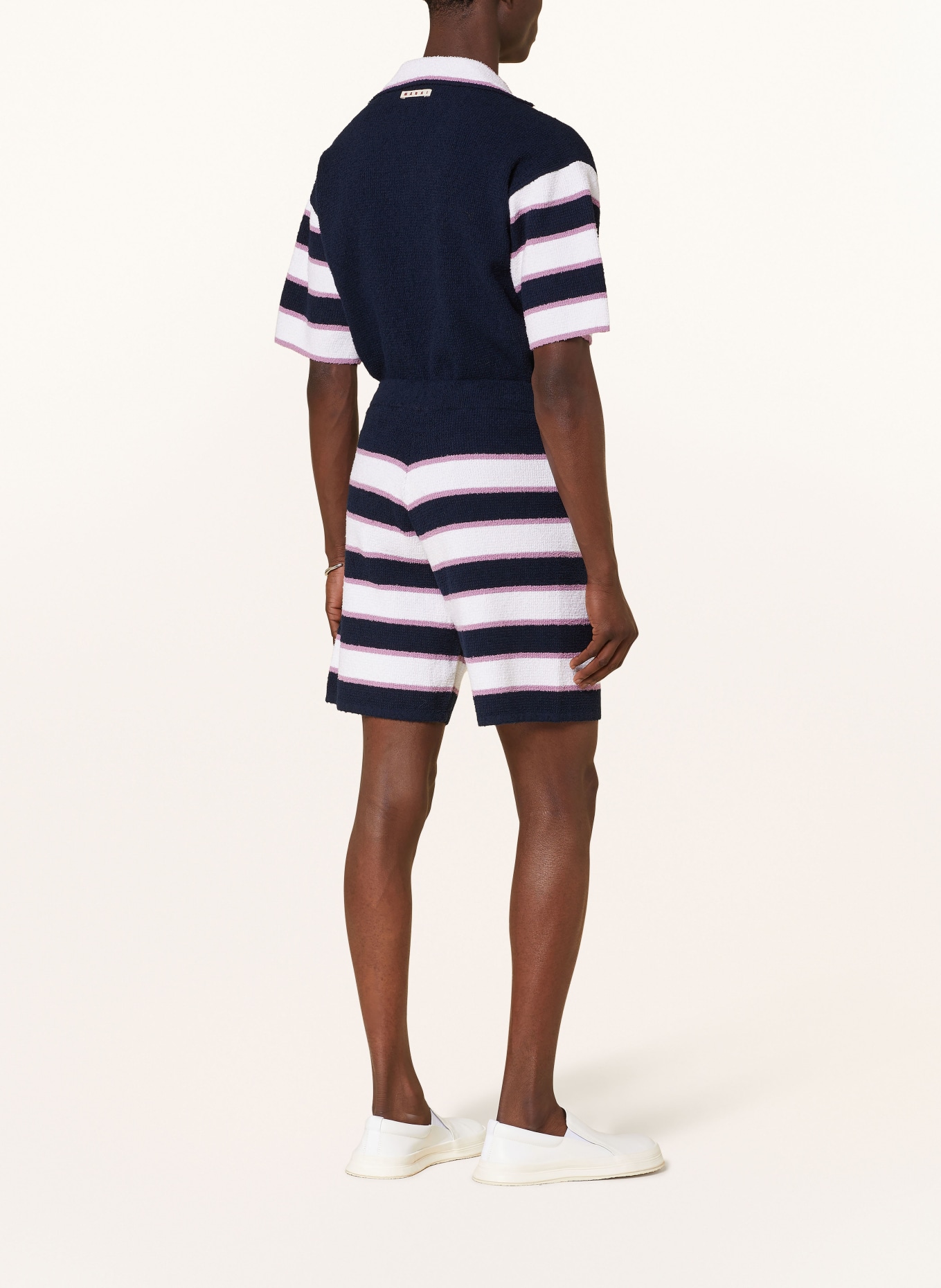 MARNI Terry cloth shorts, Color: DARK BLUE/ WHITE/ DUSKY PINK (Image 3)