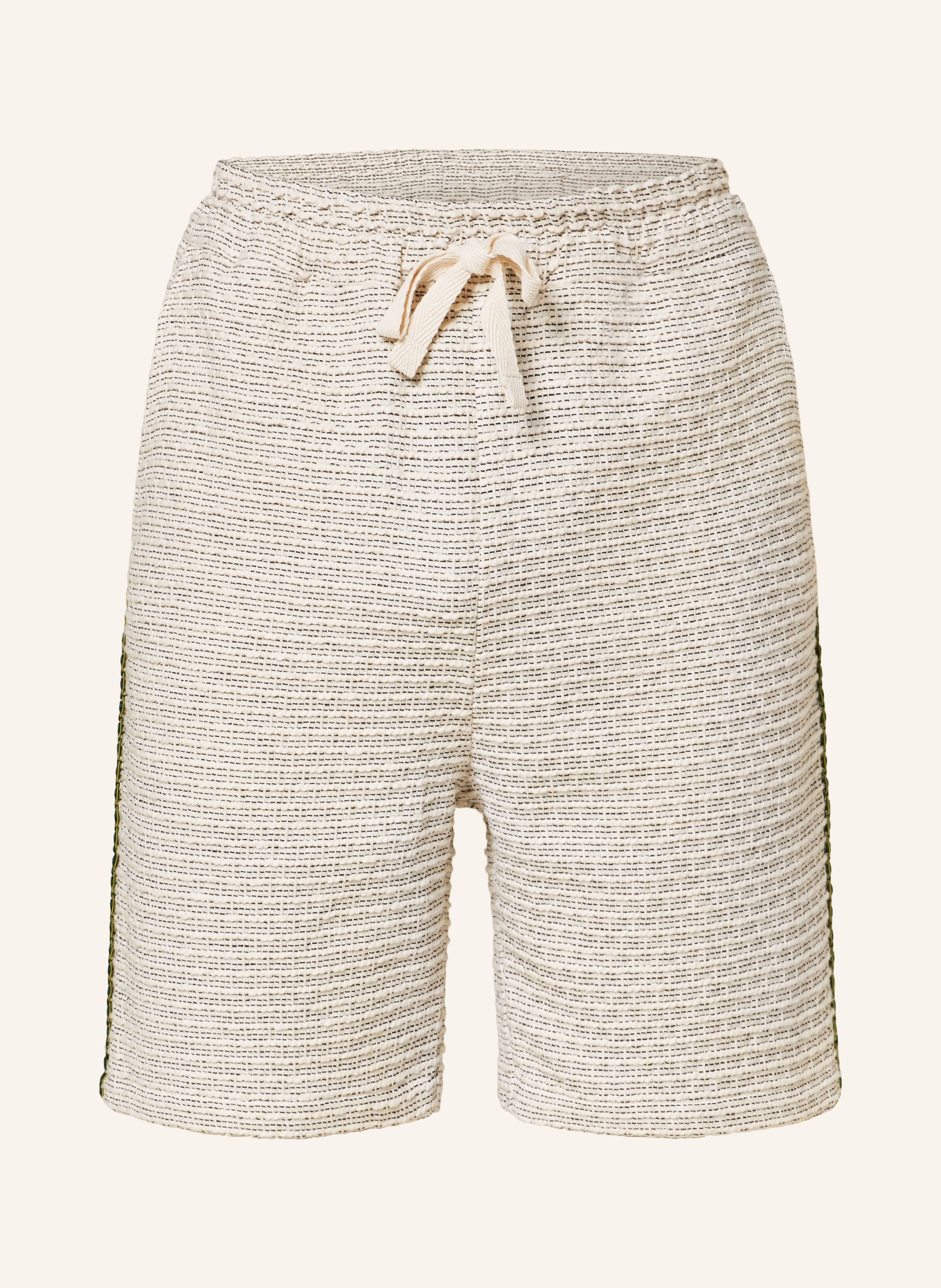 DRÔLE DE MONSIEUR Tweed shorts with tuxedo stripe, Color: BEIGE (Image 1)