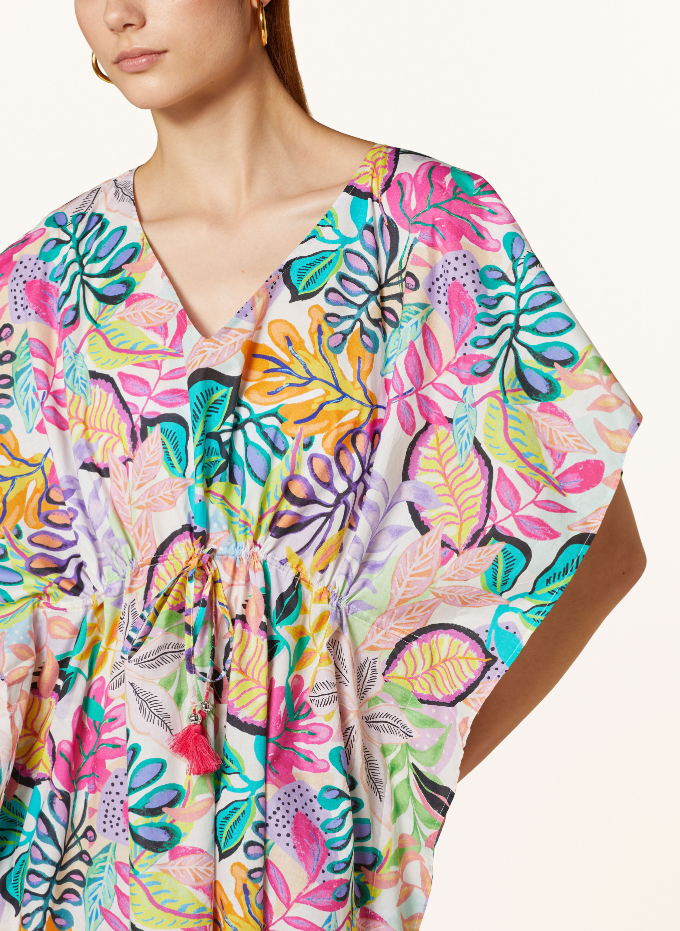 darling harbour Kaftan, Color: WHITE/ PINK/ GREEN (Image 4)