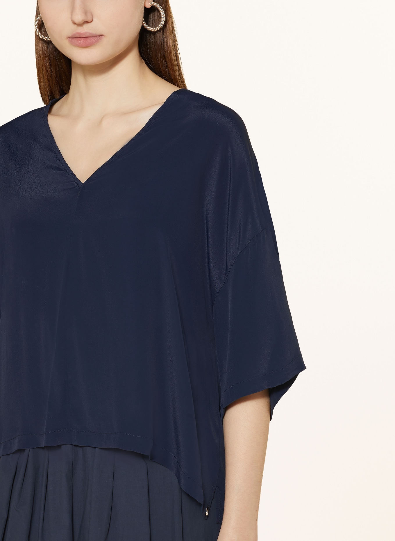 ottod'ame Shirt blouse with silk, Color: DARK BLUE (Image 4)