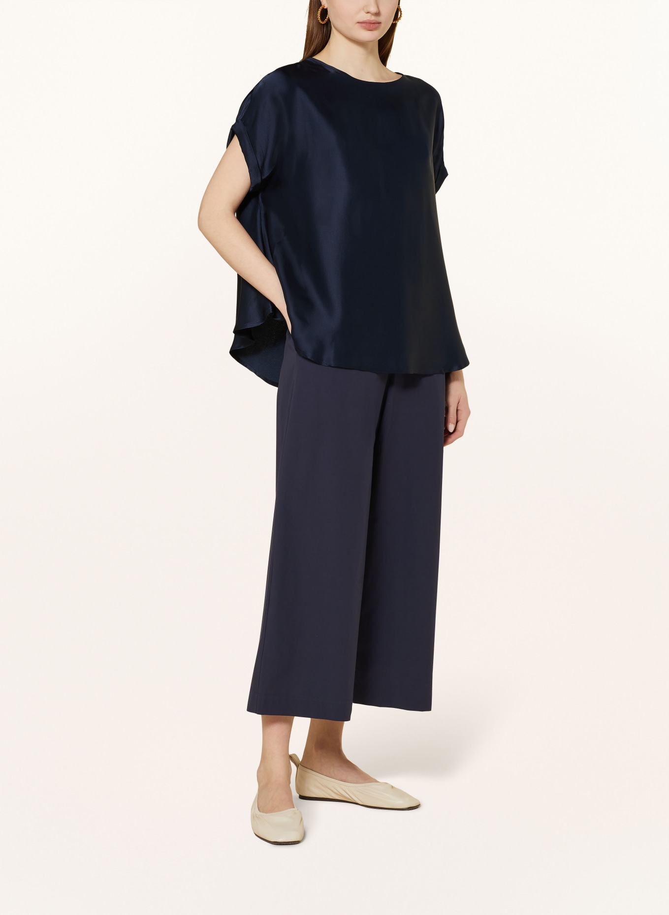 ottod'ame Shirt blouse in satin, Color: DARK BLUE (Image 2)