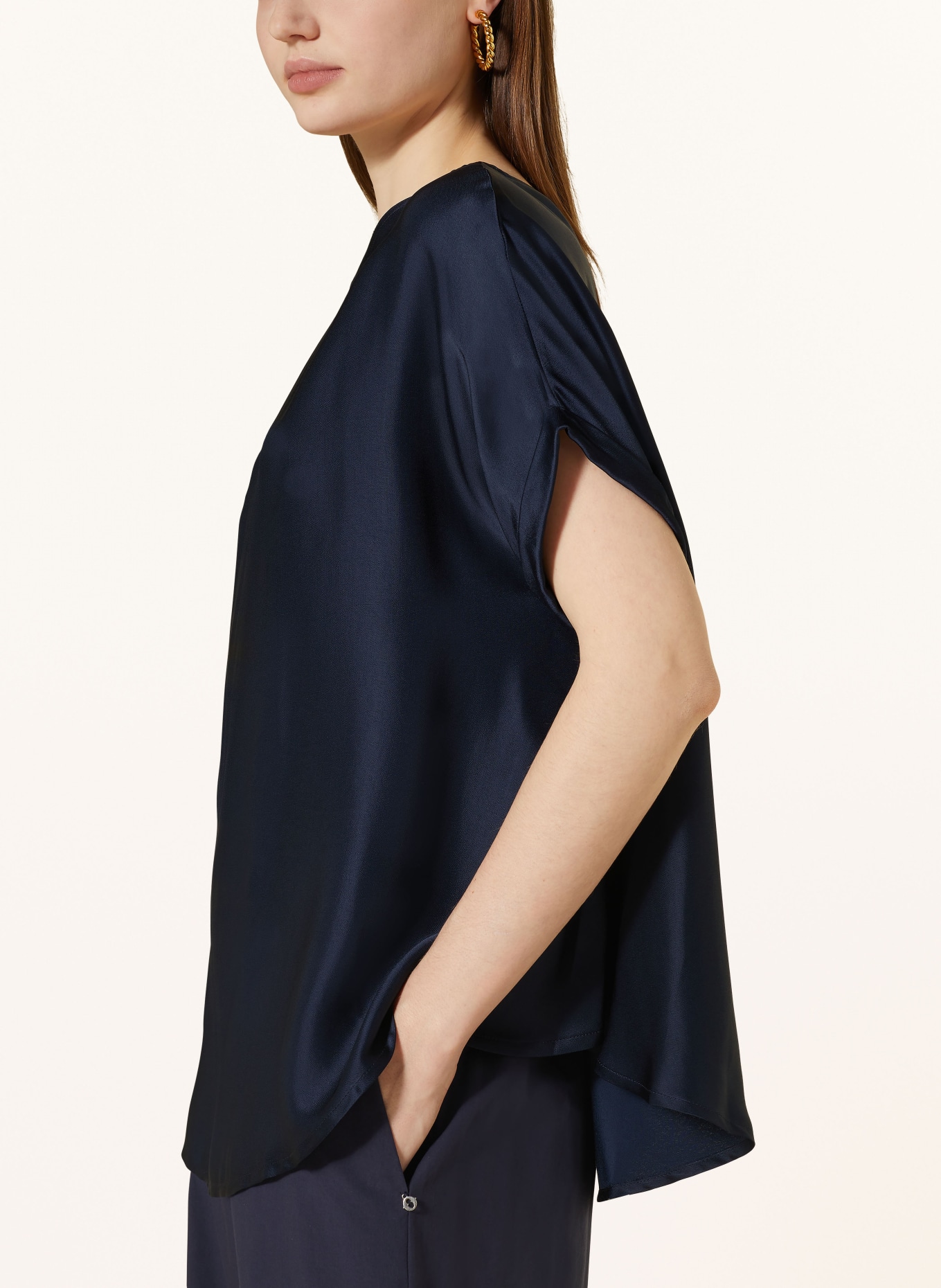 ottod'ame Shirt blouse in satin, Color: DARK BLUE (Image 4)