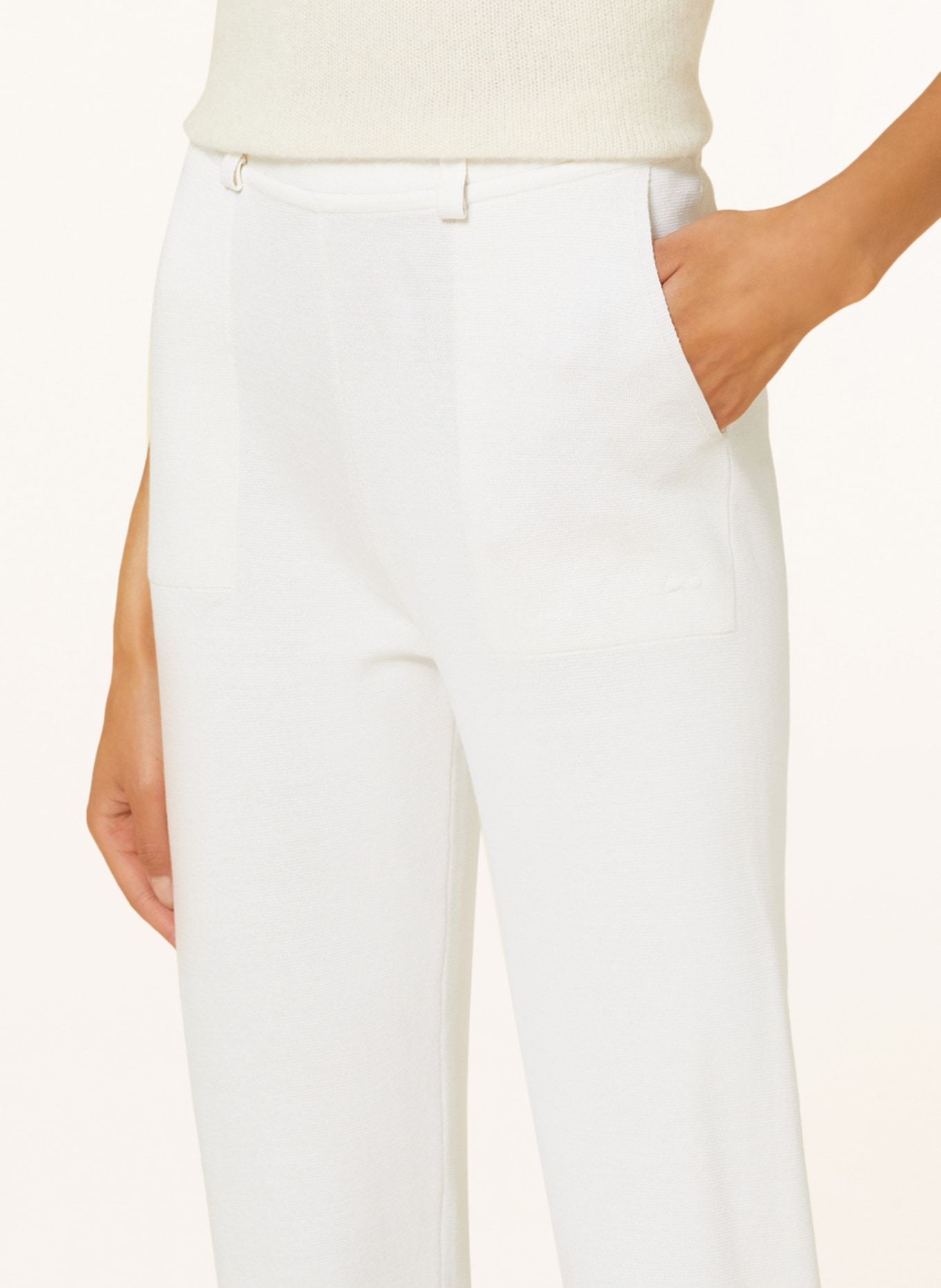 SMINFINITY Spodnie z dzianiny z dodatkiem jedwabiu, Kolor: ECRU (Obrazek 5)