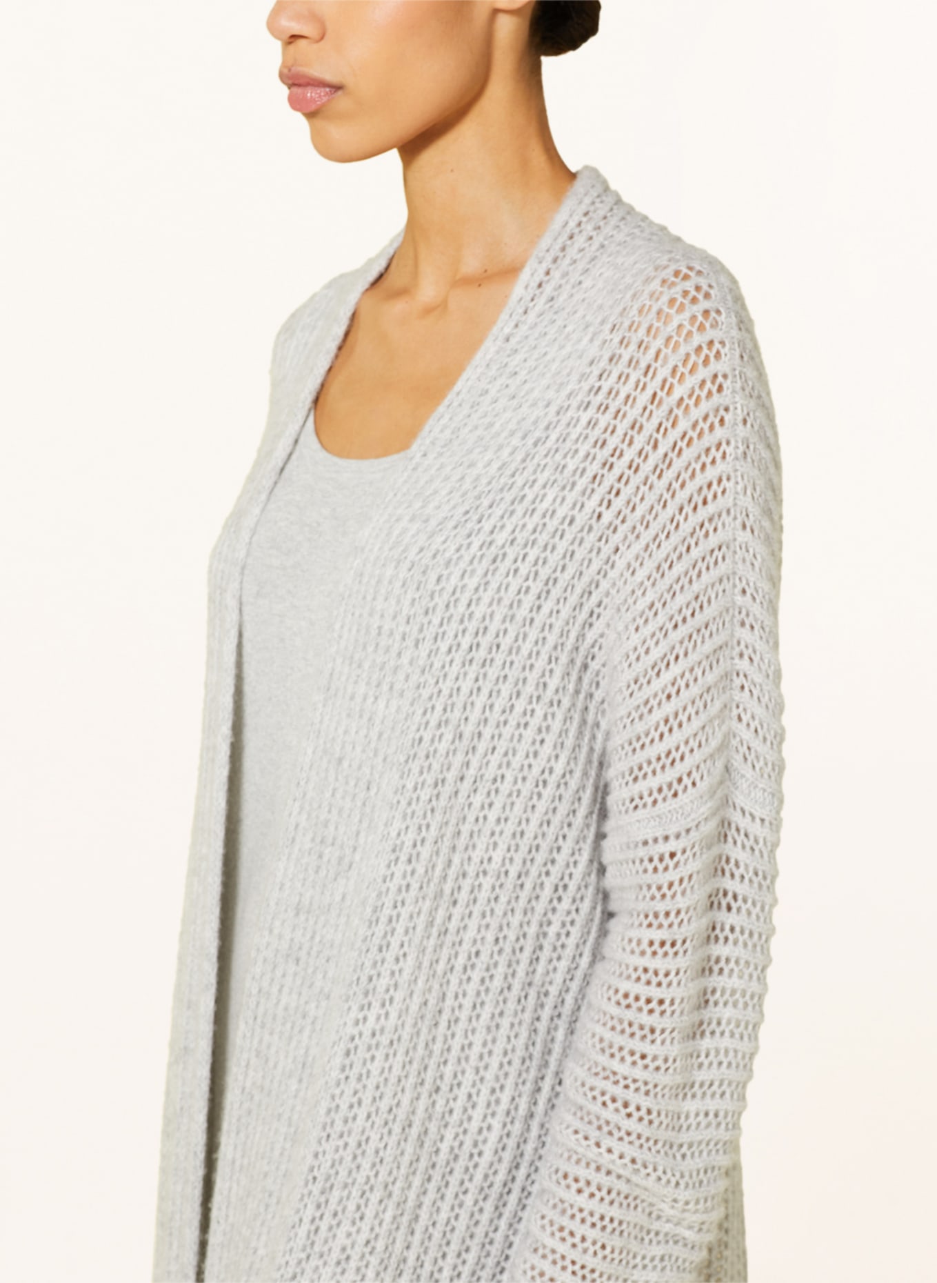 SMINFINITY Knit cardigan with cashmere, Color: LIGHT GRAY (Image 4)