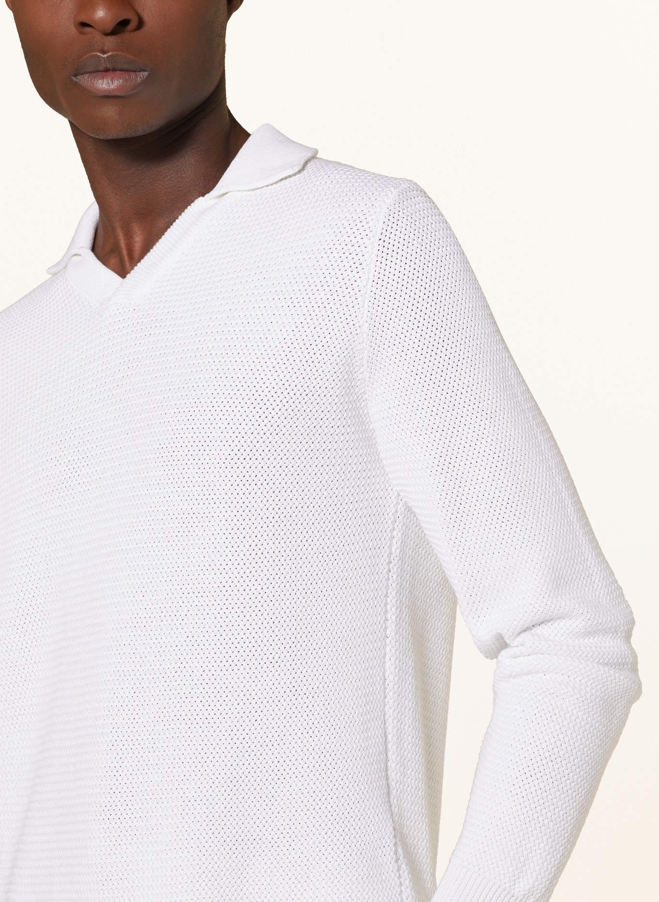 FIORONI Knitted polo shirt with silk, Color: WHITE (Image 4)
