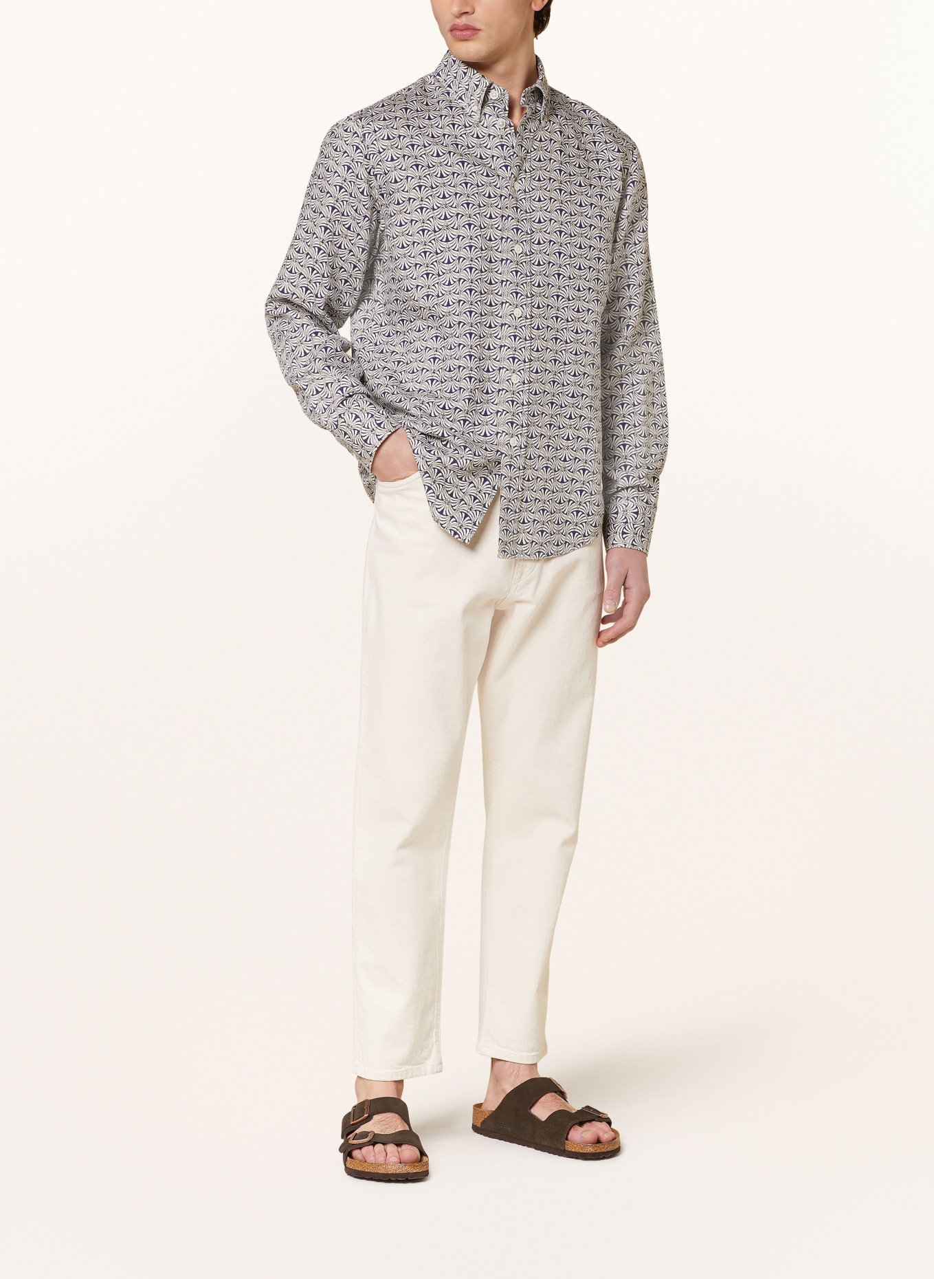 NN.07 Shirt COLBY comfort fit with linen, Color: DARK BLUE/ WHITE/ OLIVE (Image 2)