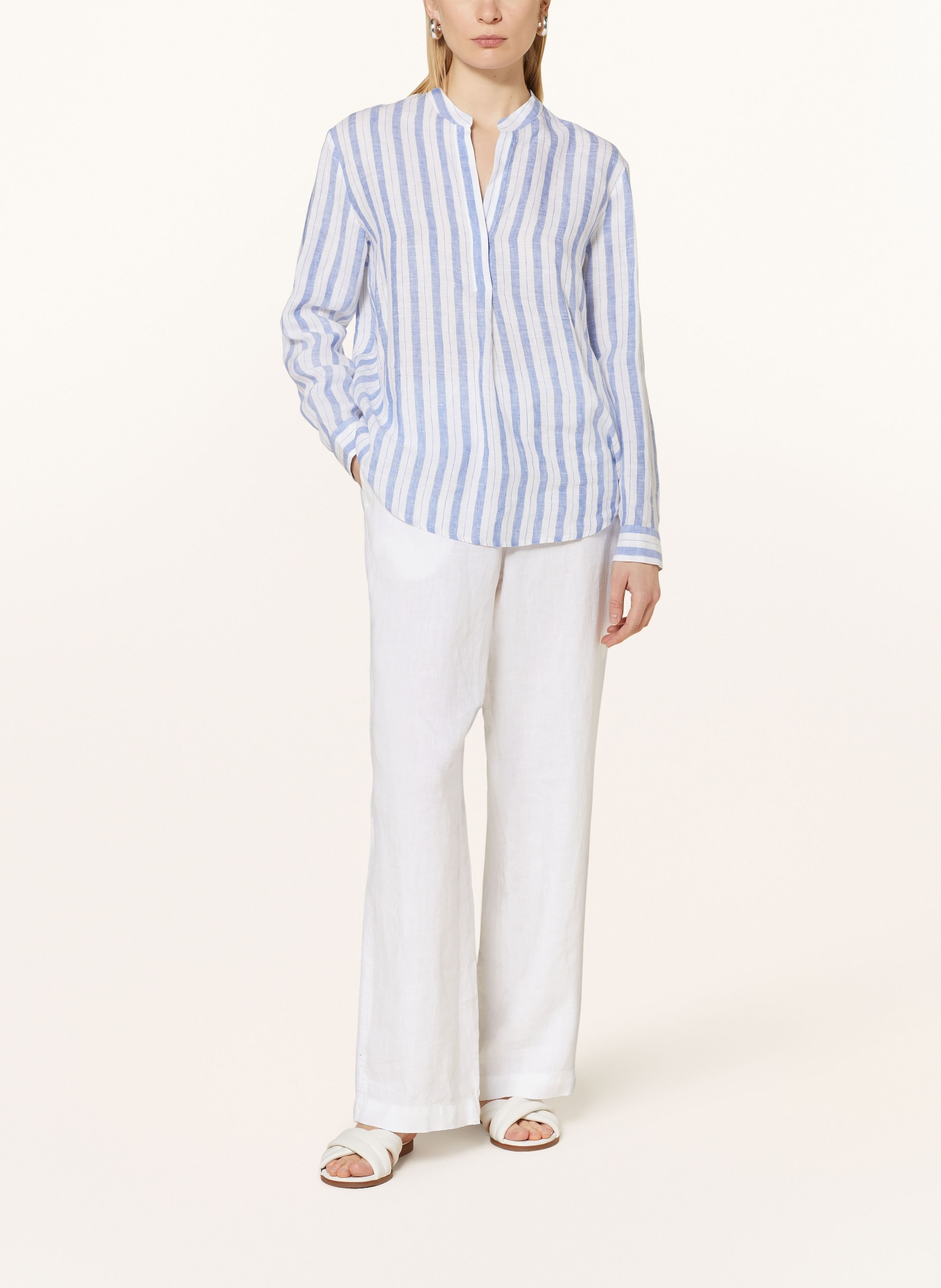 seidensticker Shirt blouse made of linen, Color: LIGHT BLUE/ WHITE (Image 2)