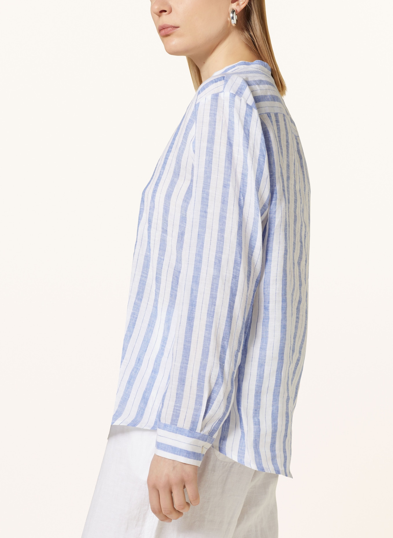 seidensticker Shirt blouse made of linen, Color: LIGHT BLUE/ WHITE (Image 4)