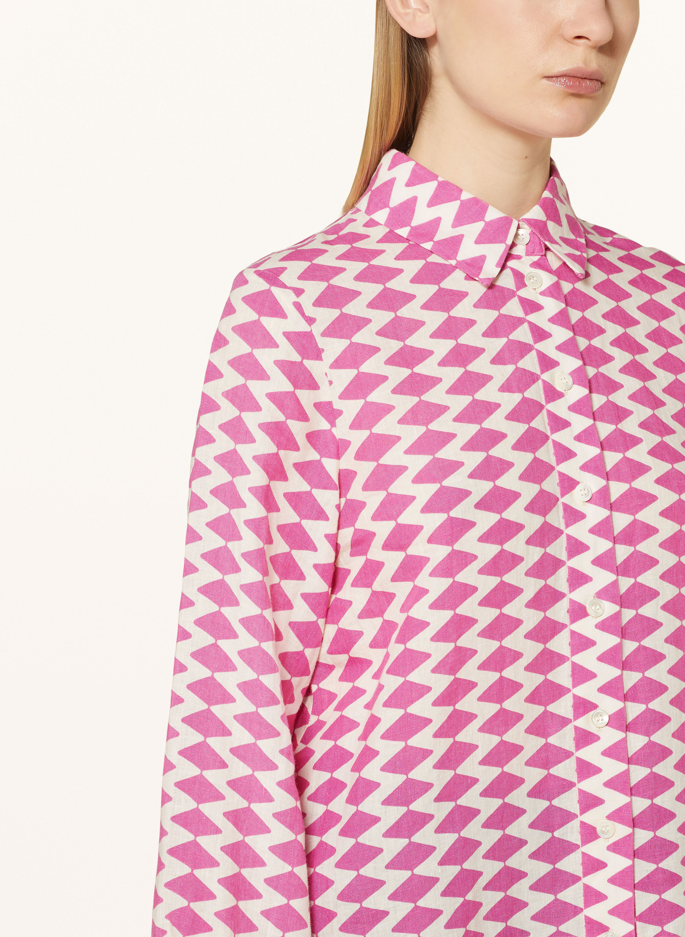 seidensticker Shirt blouse made of linen, Color: PINK/ ECRU (Image 4)