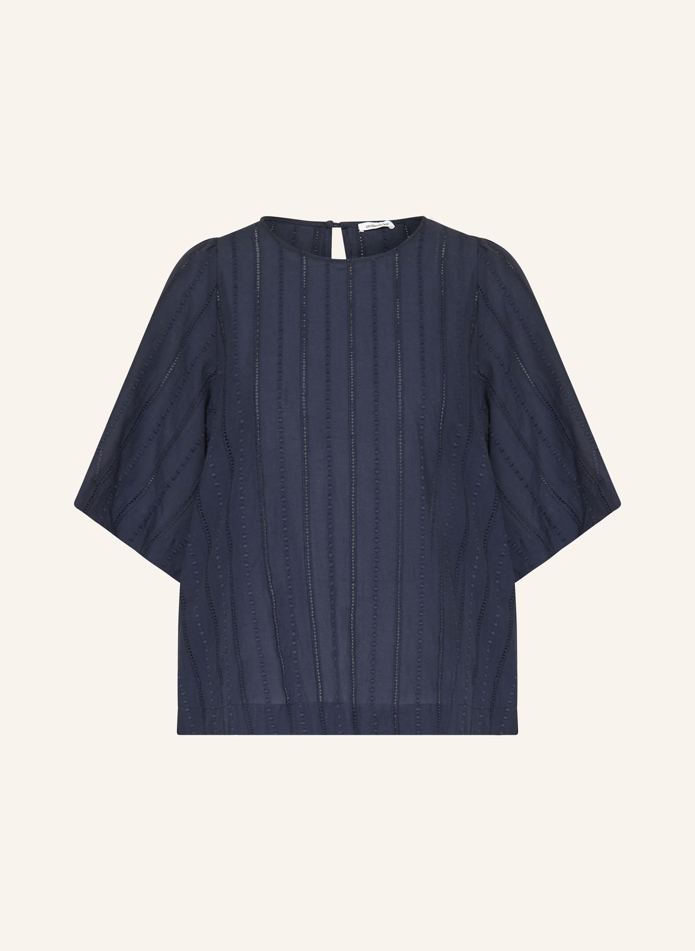 seidensticker Shirt blouse with broderie anglaise, Color: DARK BLUE (Image 1)