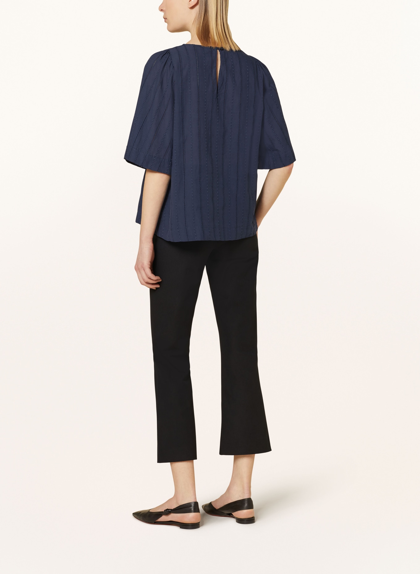 seidensticker Shirt blouse with broderie anglaise, Color: DARK BLUE (Image 3)