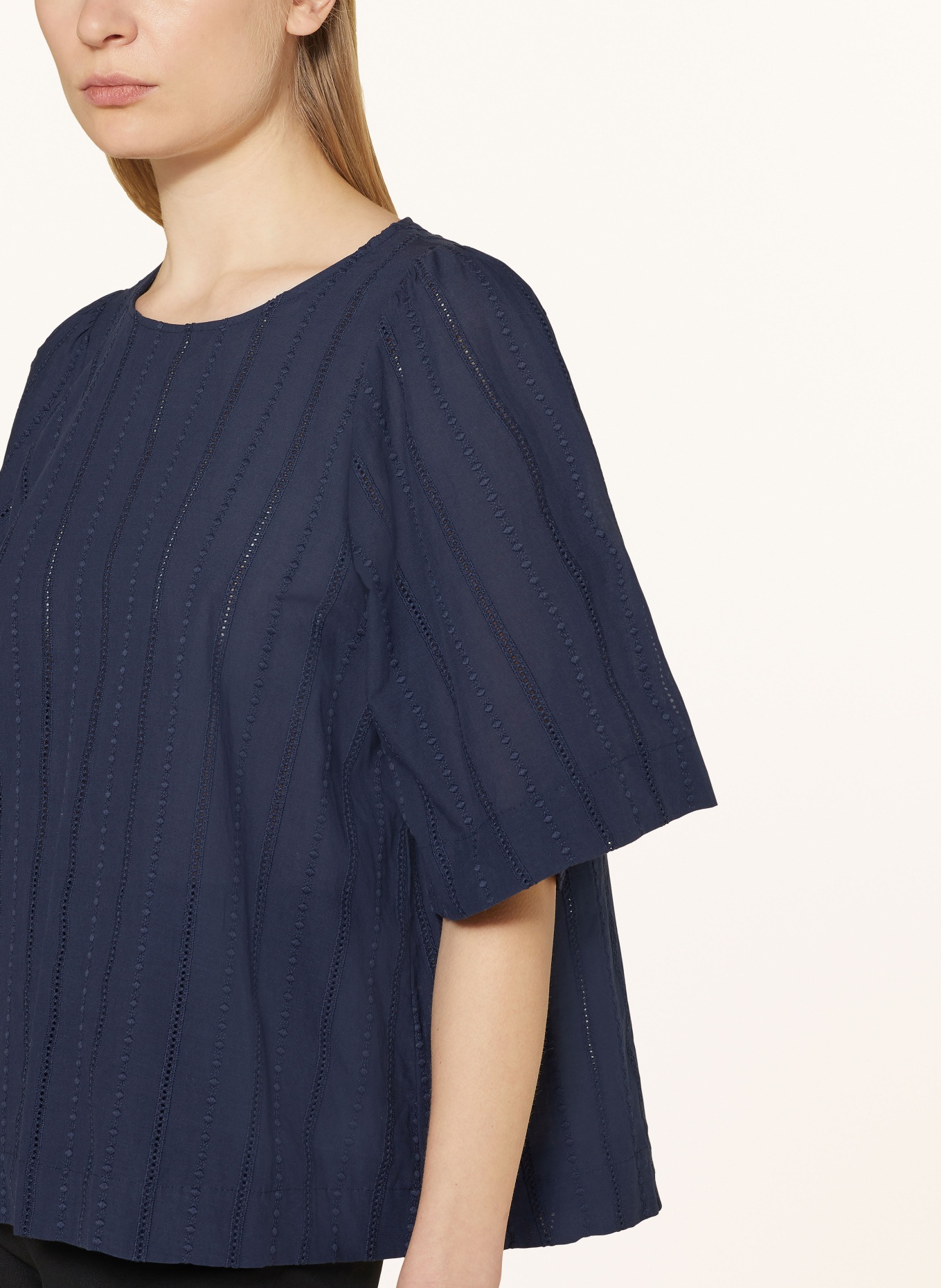 seidensticker Shirt blouse with broderie anglaise, Color: DARK BLUE (Image 4)