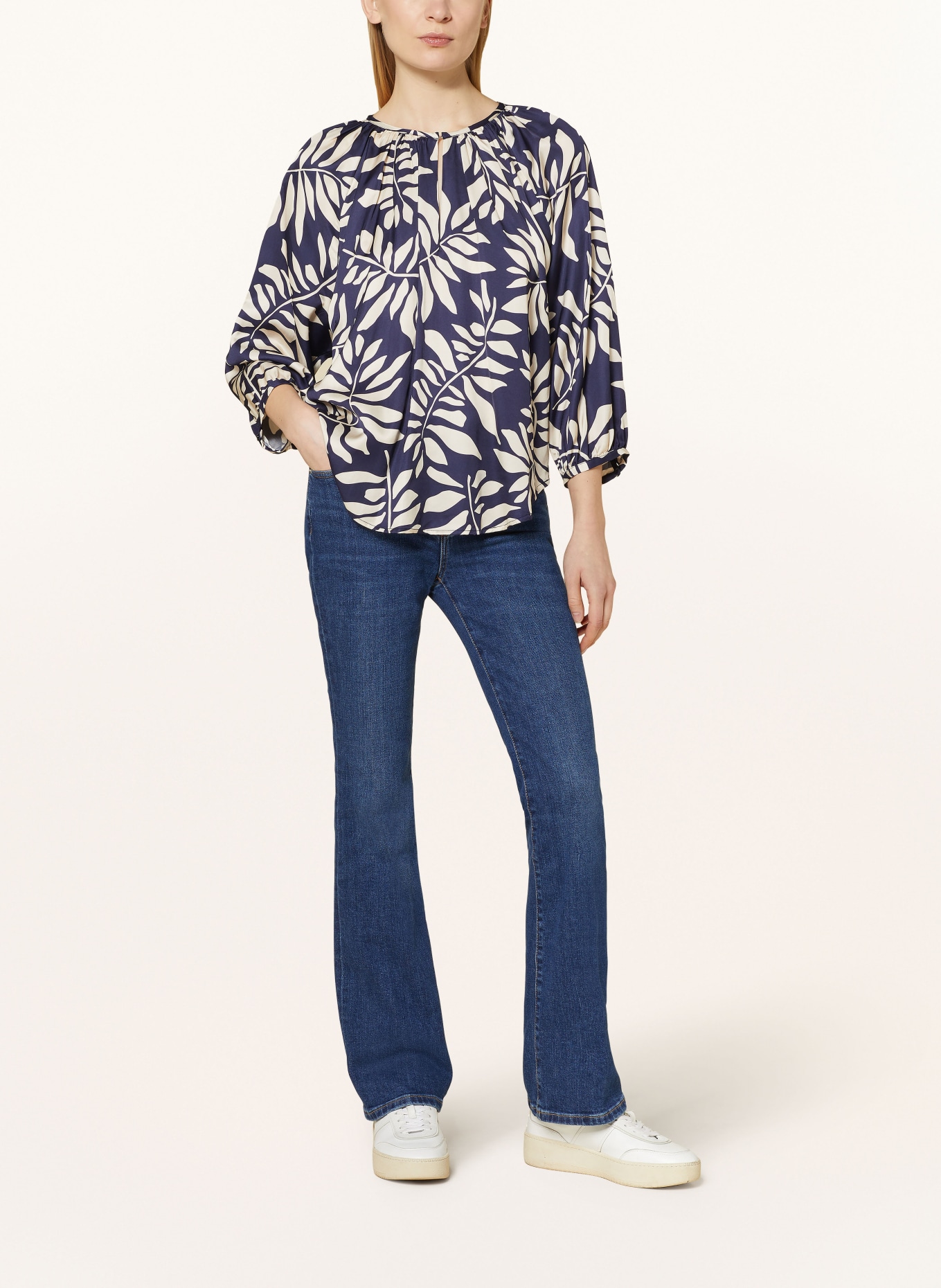seidensticker Shirt blouse with 3/4 sleeves, Color: DARK BLUE/ ECRU (Image 2)