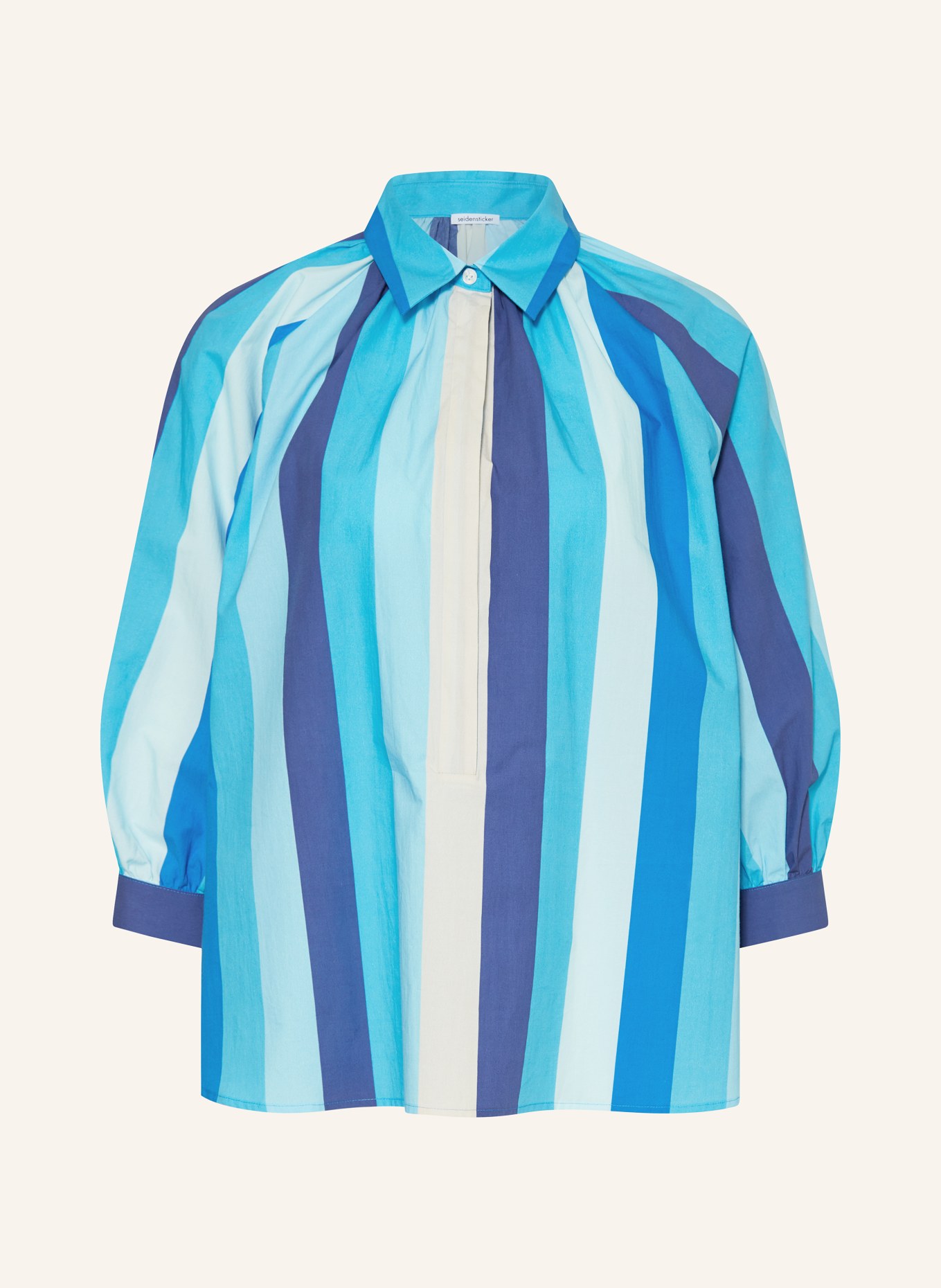 seidensticker Shirt blouse with 3/4 sleeves, Color: BLUE/ CREAM/ LIGHT BLUE (Image 1)