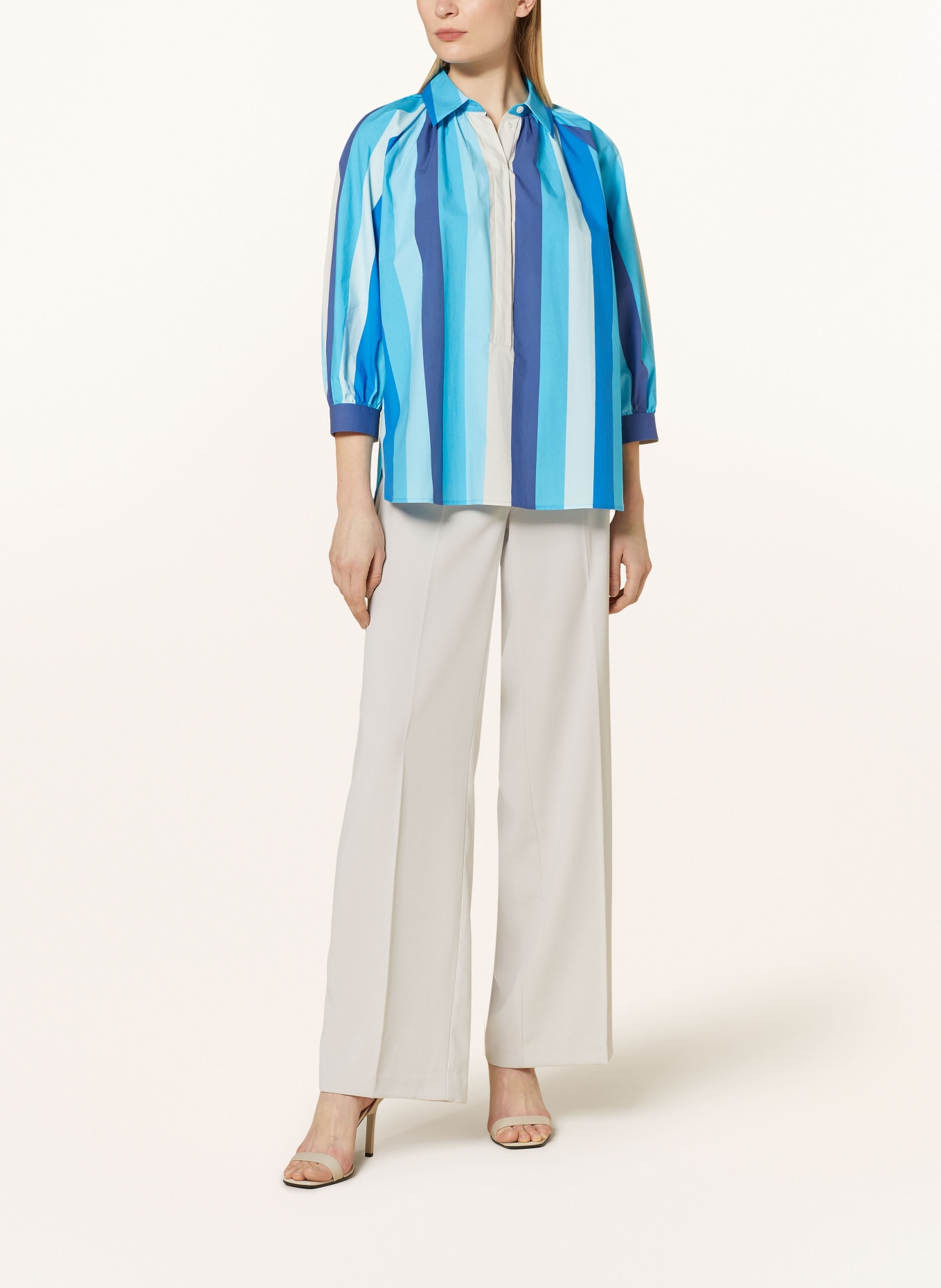 seidensticker Shirt blouse with 3/4 sleeves, Color: BLUE/ CREAM/ LIGHT BLUE (Image 2)